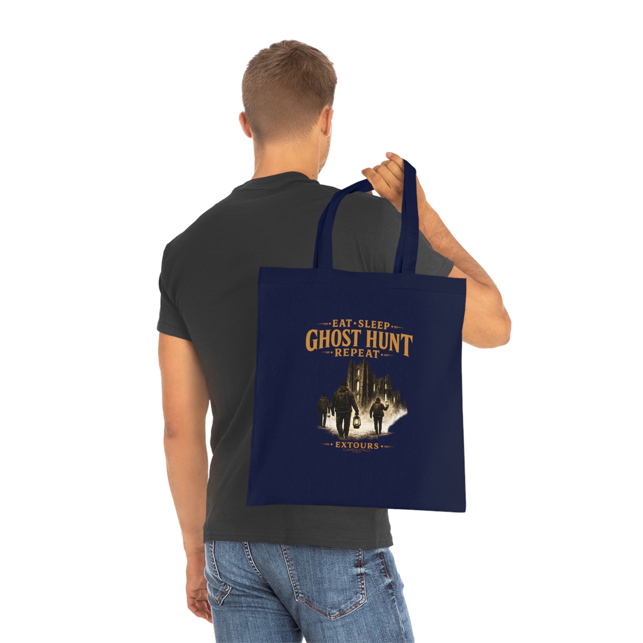 Eat Sleep Ghost Hunt Repeat Tote Bag — Paranormal Investigation Cotton Tote for Ghost Hunters