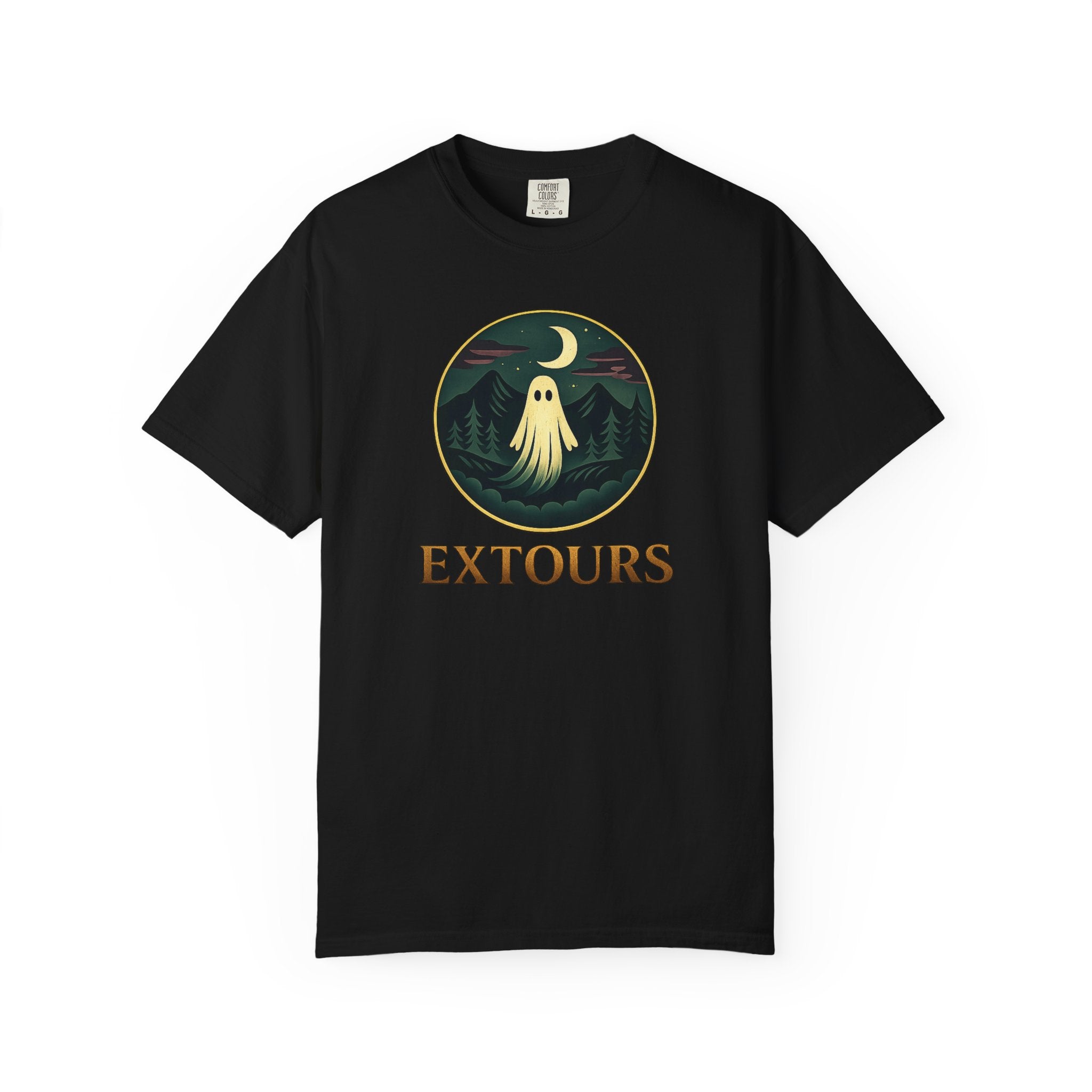 Ghost Camp Tee – Retro Night Forest Graphic T-Shirt (EXTOURS)