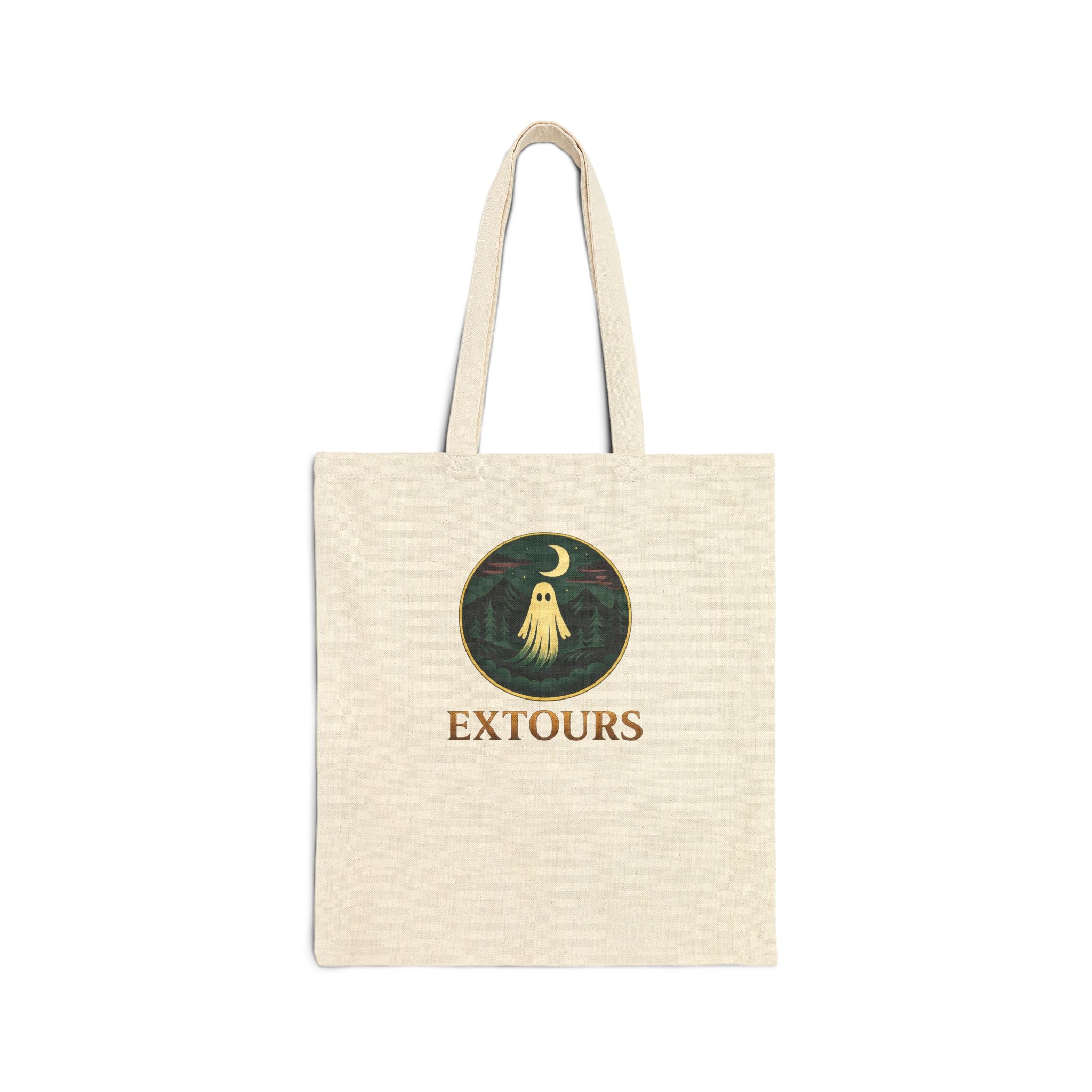 Extours Ghost Moon Canvas Tote Bag — Travel & Adventure Eco Shopping Tote