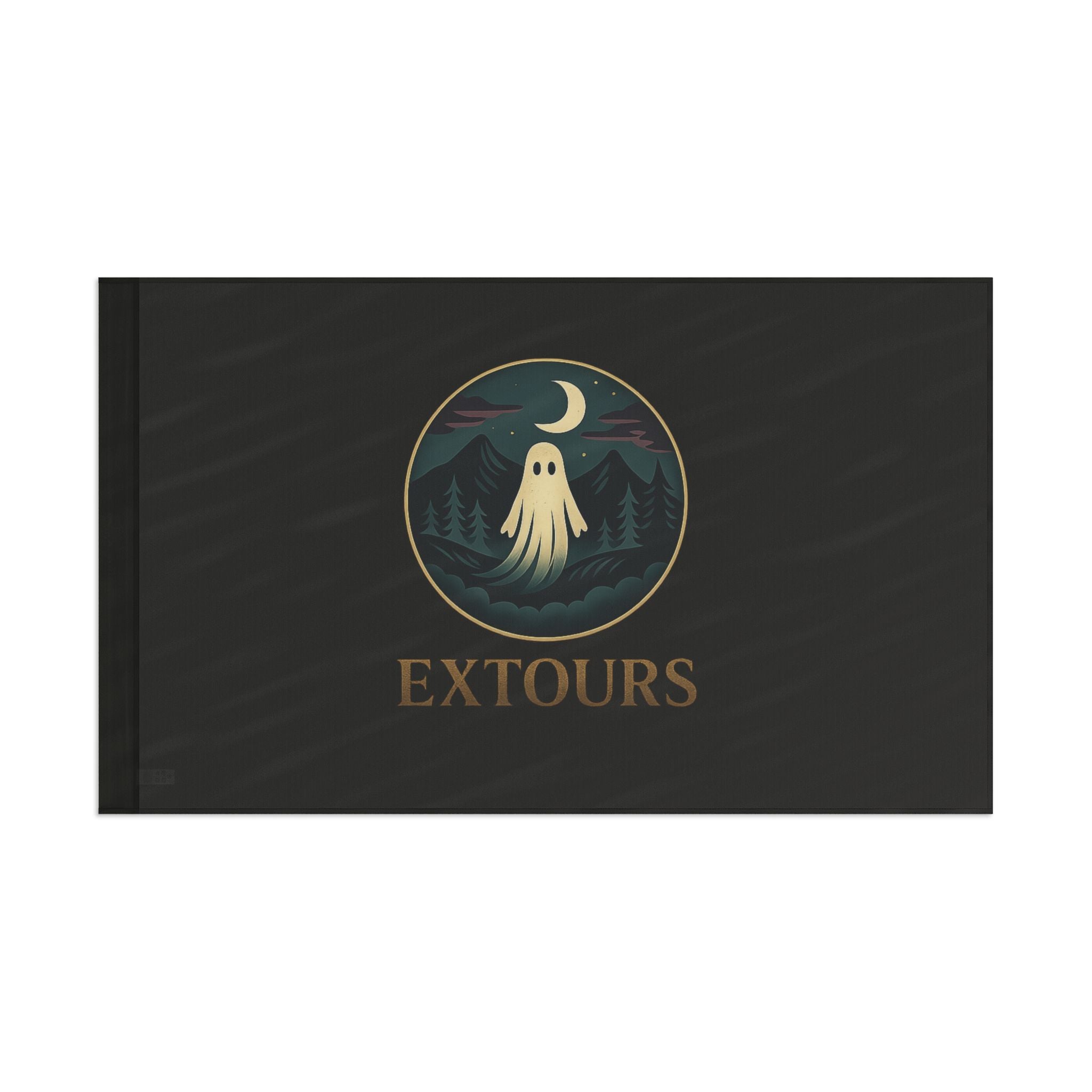 Ghost Night Camping Flag — 'EXTOURS' Outdoor Adventure Banner