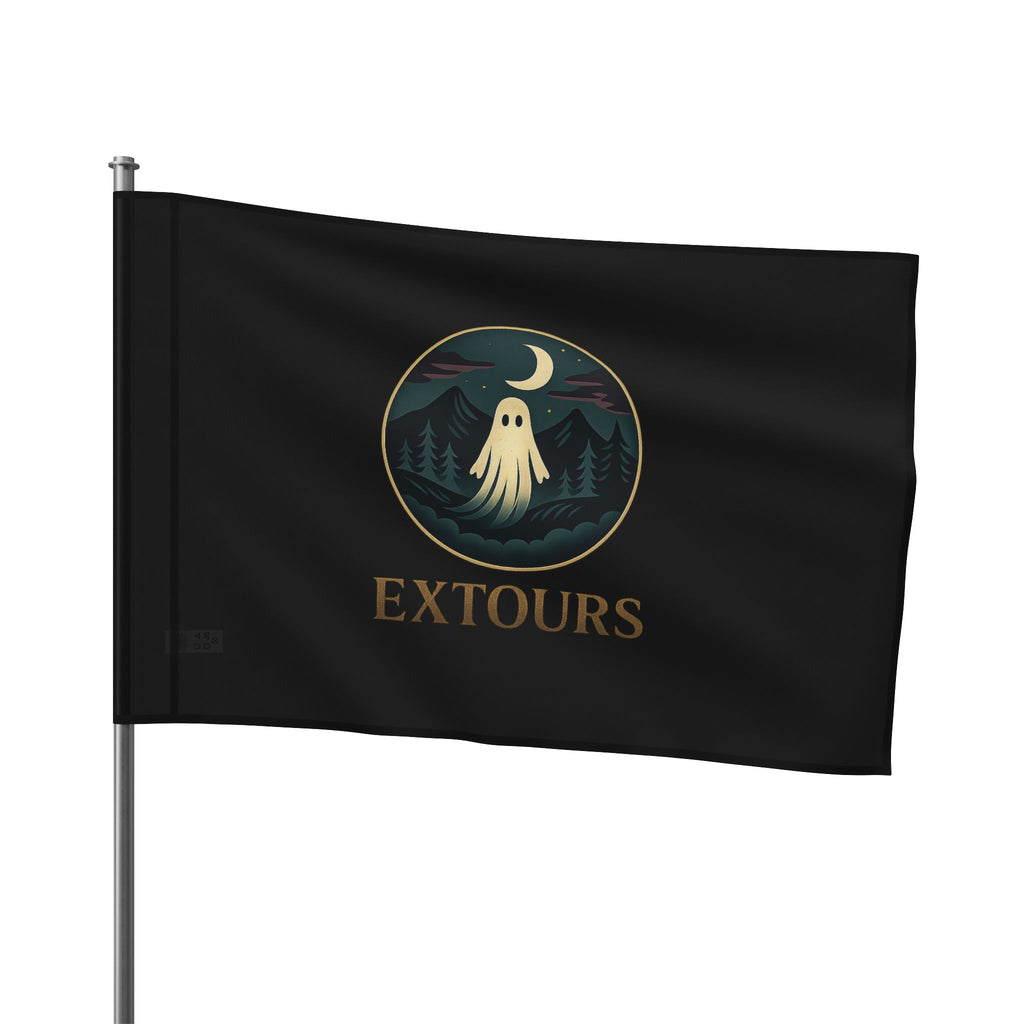 Ghost Night Camping Flag — 'EXTOURS' Outdoor Adventure Banner