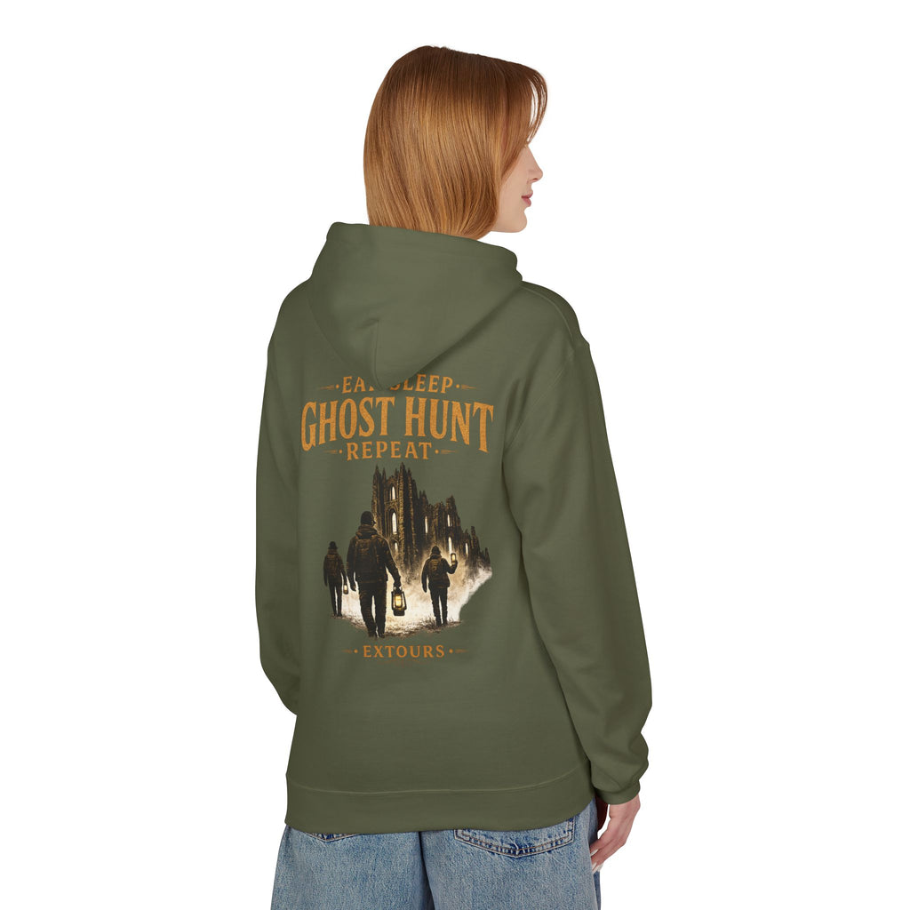 Ghost Hunter Hoodie – "Eat Sleep Ghost Hunt Repeat" Paranormal Adventure Pullover