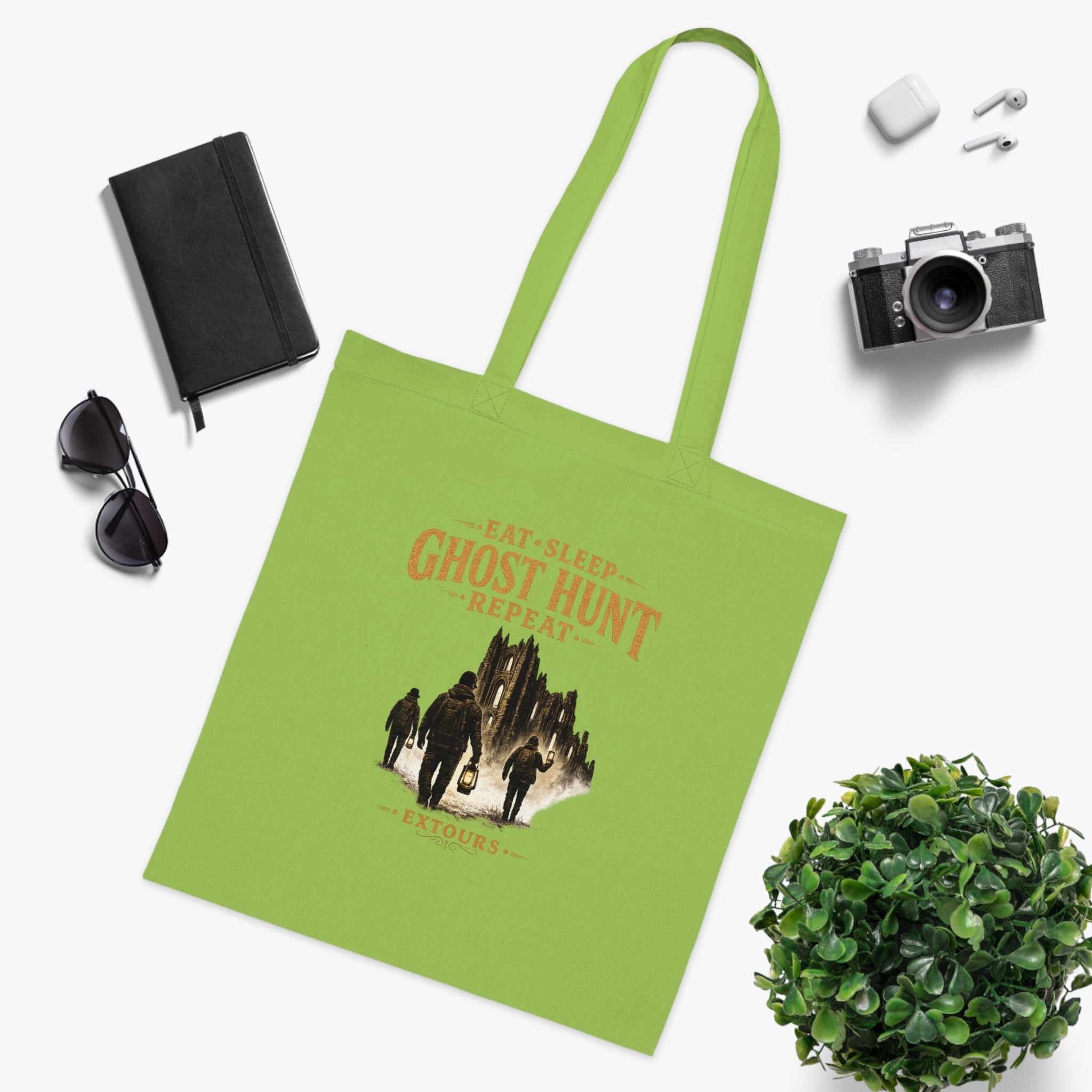 Eat Sleep Ghost Hunt Repeat Tote Bag — Paranormal Investigation Cotton Tote for Ghost Hunters