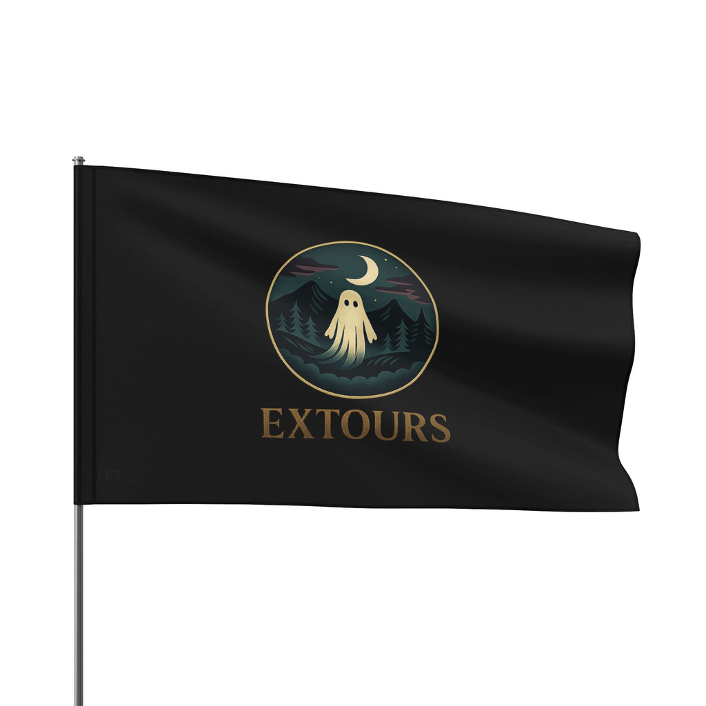 Ghost Night Camping Flag — 'EXTOURS' Outdoor Adventure Banner