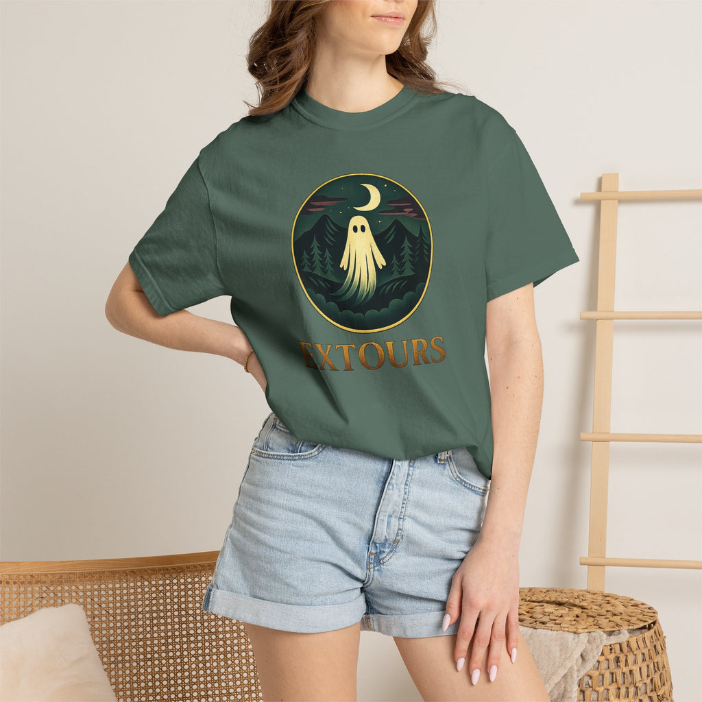 Ghost Camp Tee – Retro Night Forest Graphic T-Shirt (EXTOURS)