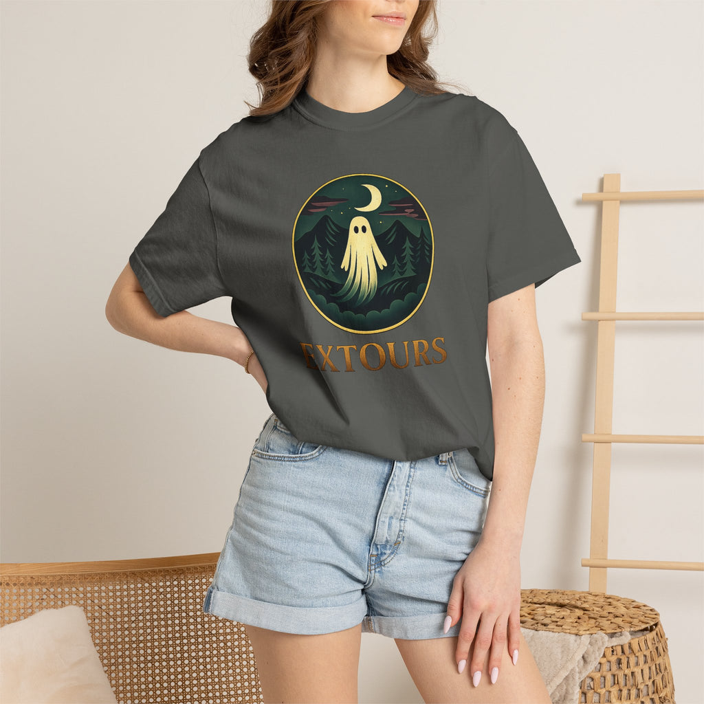 Ghost Camp Tee – Retro Night Forest Graphic T-Shirt (EXTOURS)