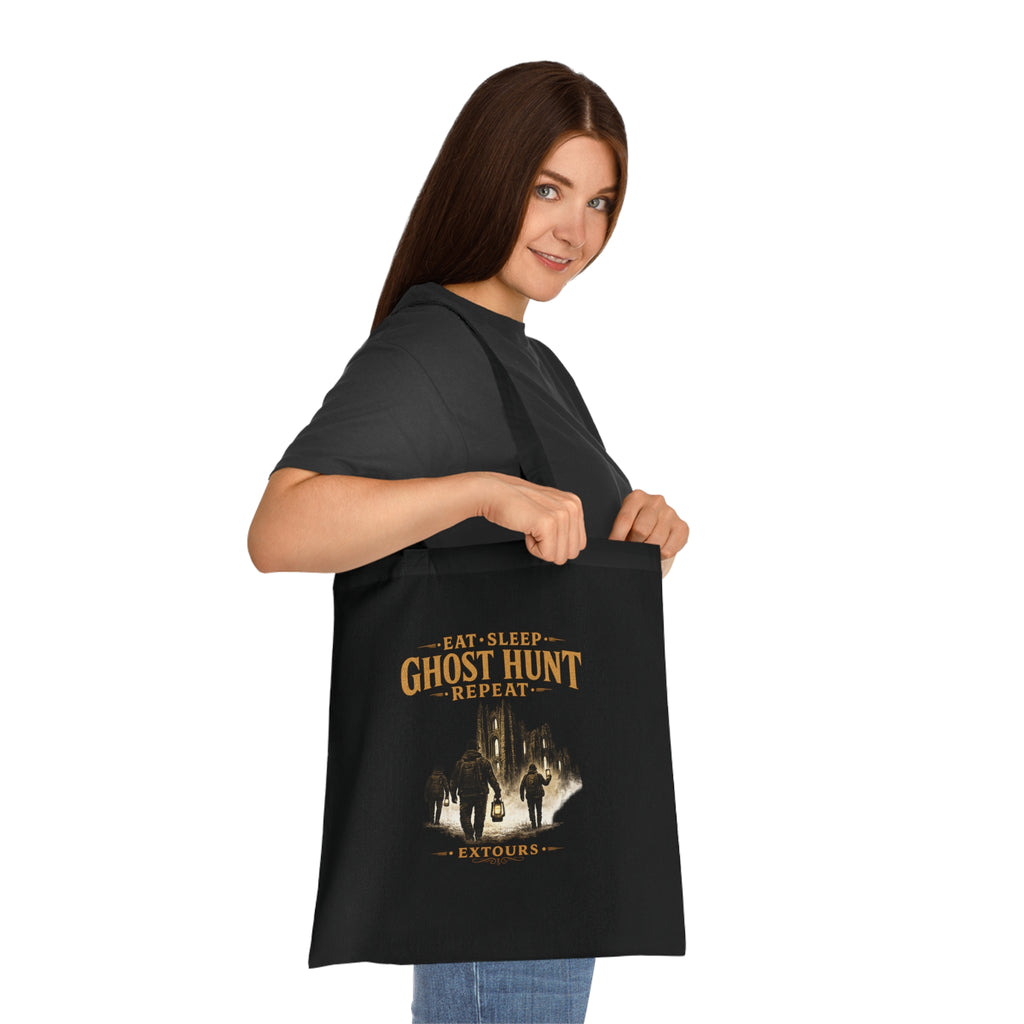 Eat Sleep Ghost Hunt Repeat Tote Bag — Paranormal Investigation Cotton Tote for Ghost Hunters