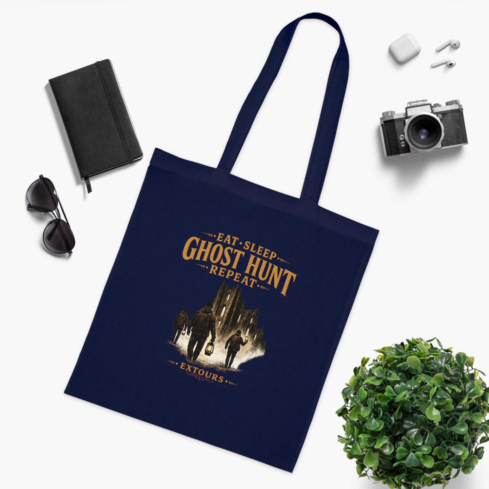Eat Sleep Ghost Hunt Repeat Tote Bag — Paranormal Investigation Cotton Tote for Ghost Hunters