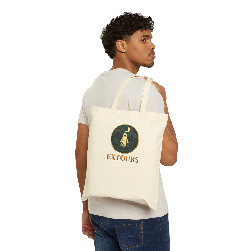 Extours Ghost Moon Canvas Tote Bag — Travel & Adventure Eco Shopping Tote