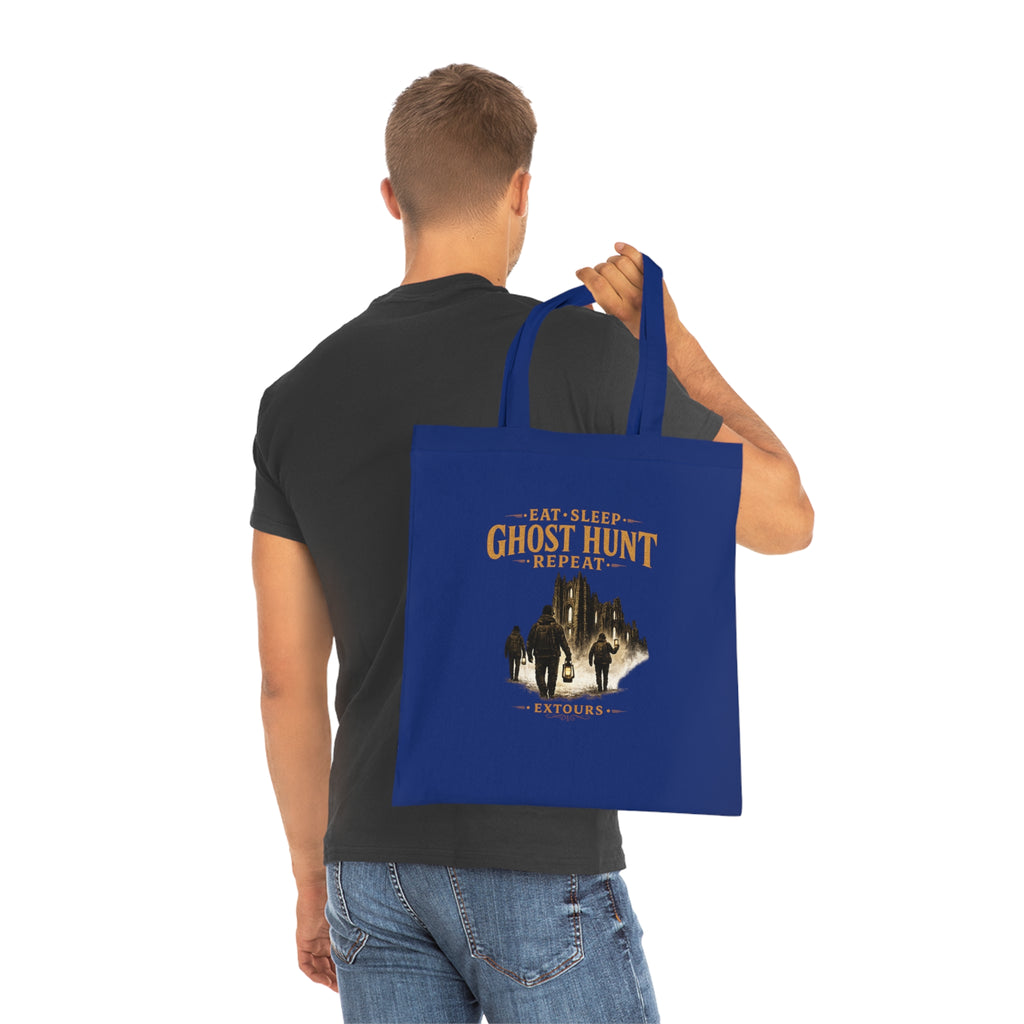 Eat Sleep Ghost Hunt Repeat Tote Bag — Paranormal Investigation Cotton Tote for Ghost Hunters