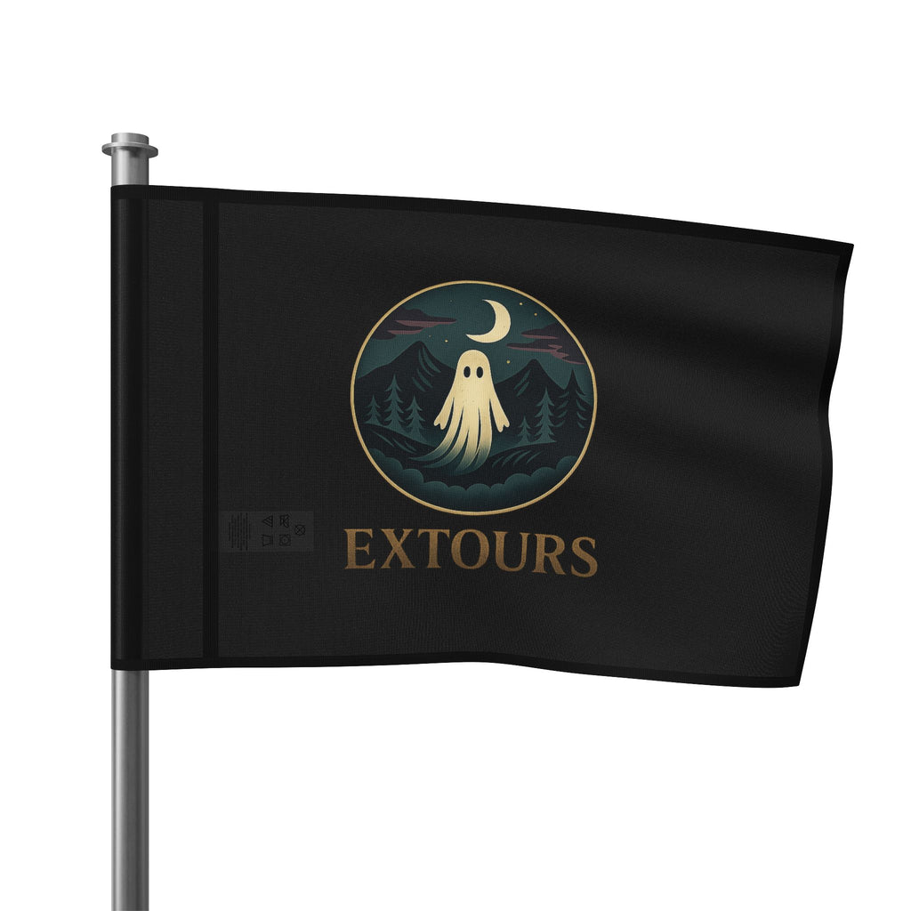 Ghost Night Camping Flag — 'EXTOURS' Outdoor Adventure Banner