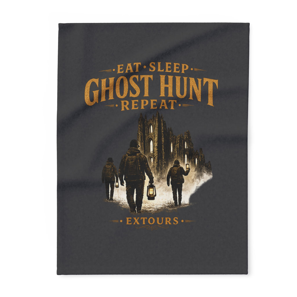 Ghost Hunt Fleece Blanket — "Eat Sleep Ghost Hunt Repeat" Paranormal Keepsake Blanket