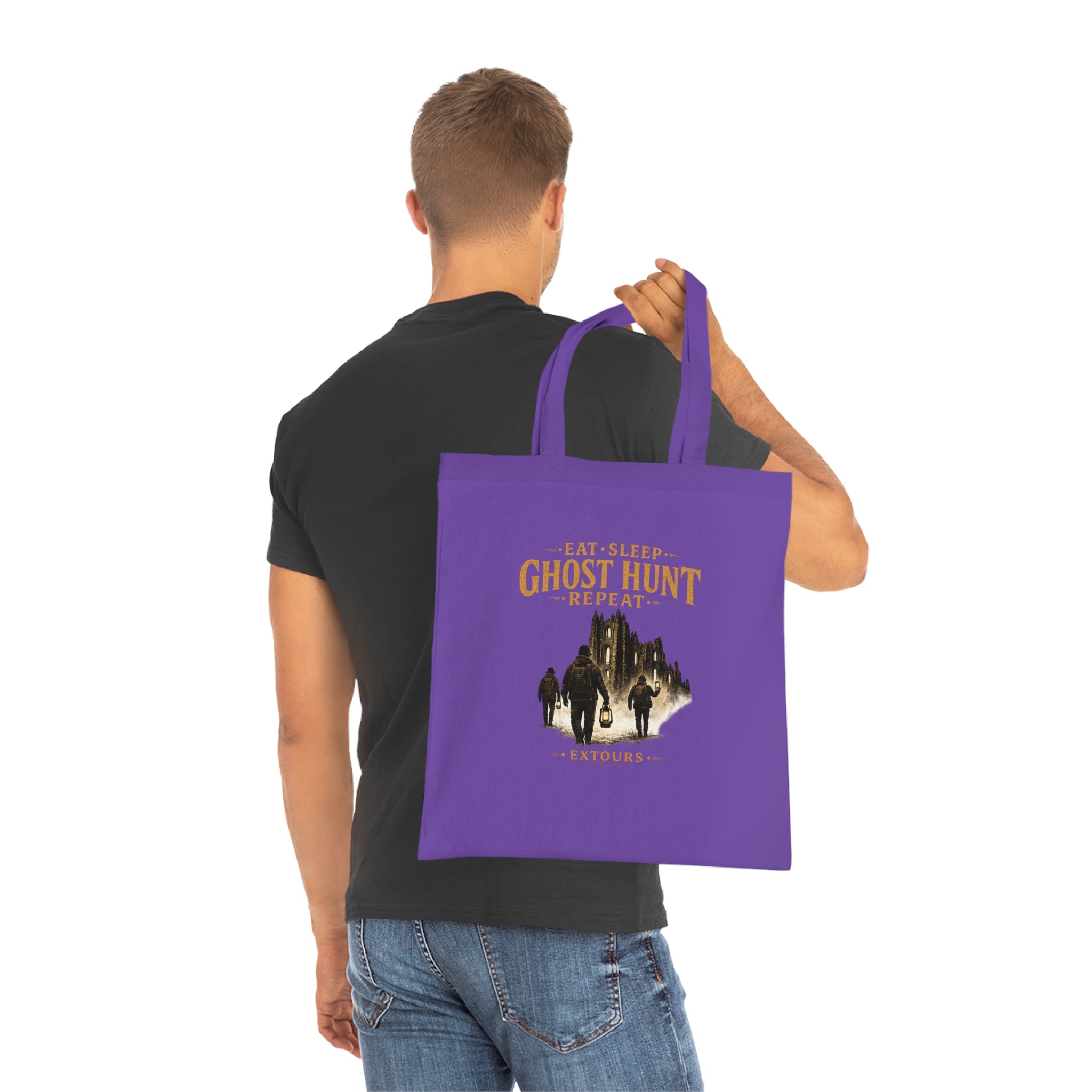 Eat Sleep Ghost Hunt Repeat Tote Bag — Paranormal Investigation Cotton Tote for Ghost Hunters