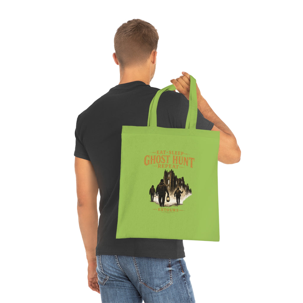Eat Sleep Ghost Hunt Repeat Tote Bag — Paranormal Investigation Cotton Tote for Ghost Hunters