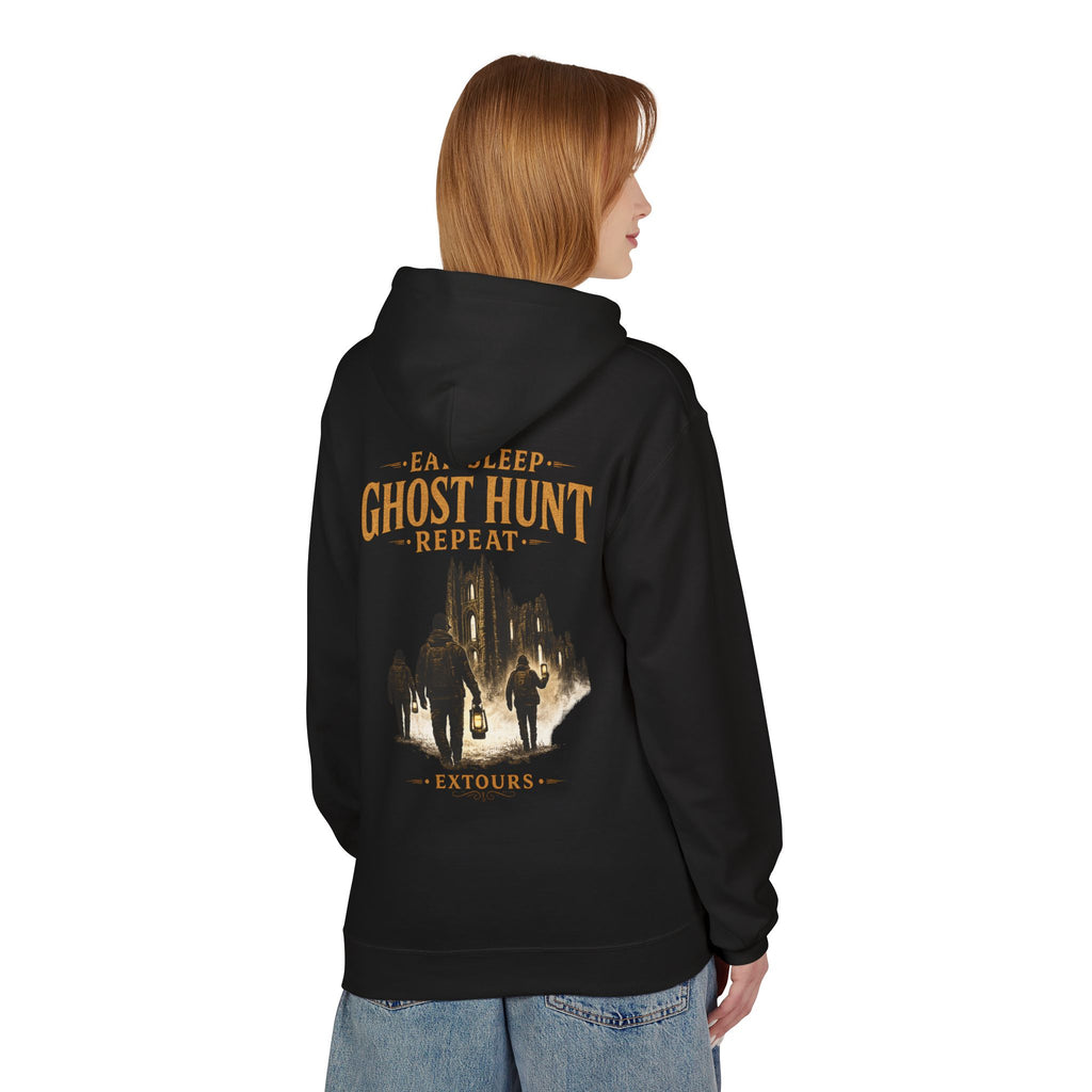 Ghost Hunter Hoodie – "Eat Sleep Ghost Hunt Repeat" Paranormal Adventure Pullover