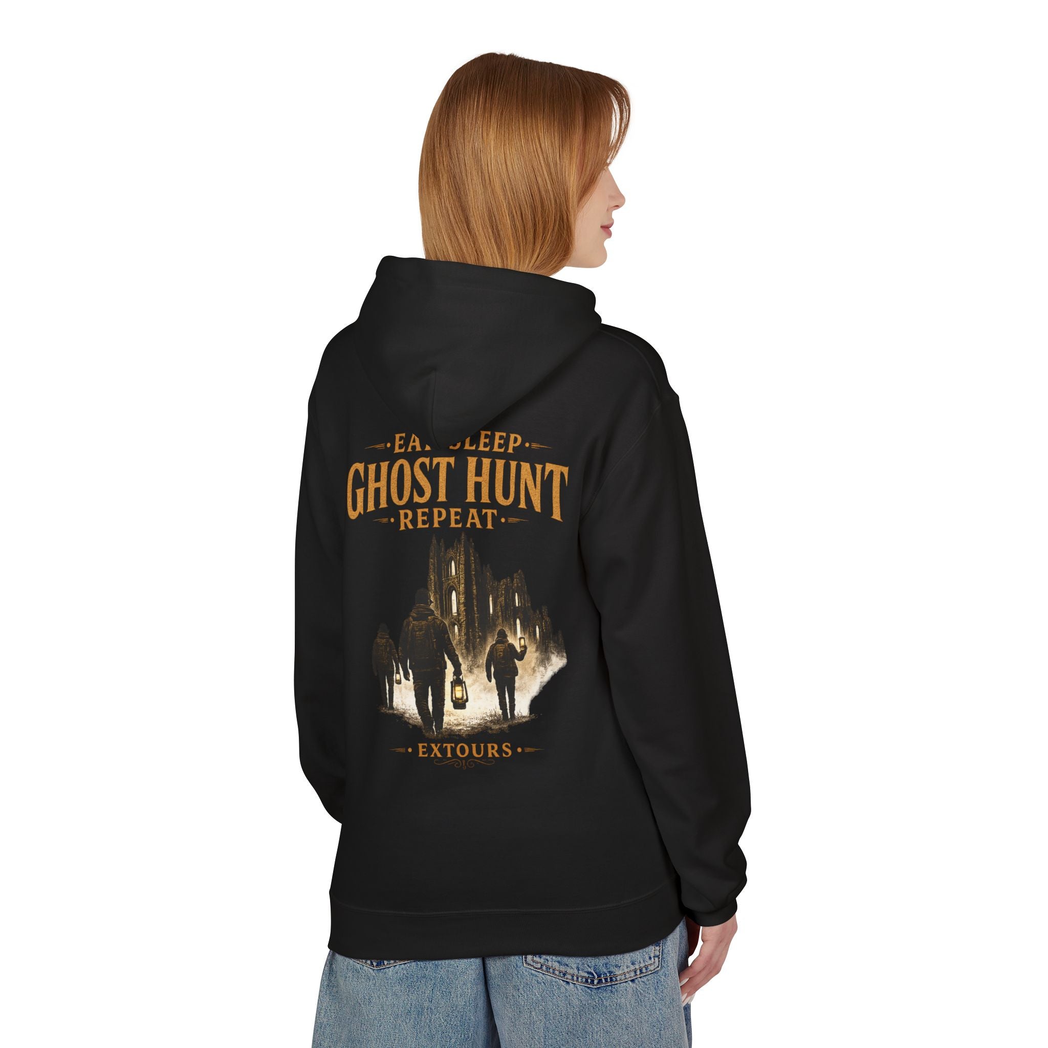 Ghost Hunter Hoodie – "Eat Sleep Ghost Hunt Repeat" Paranormal Adventure Pullover