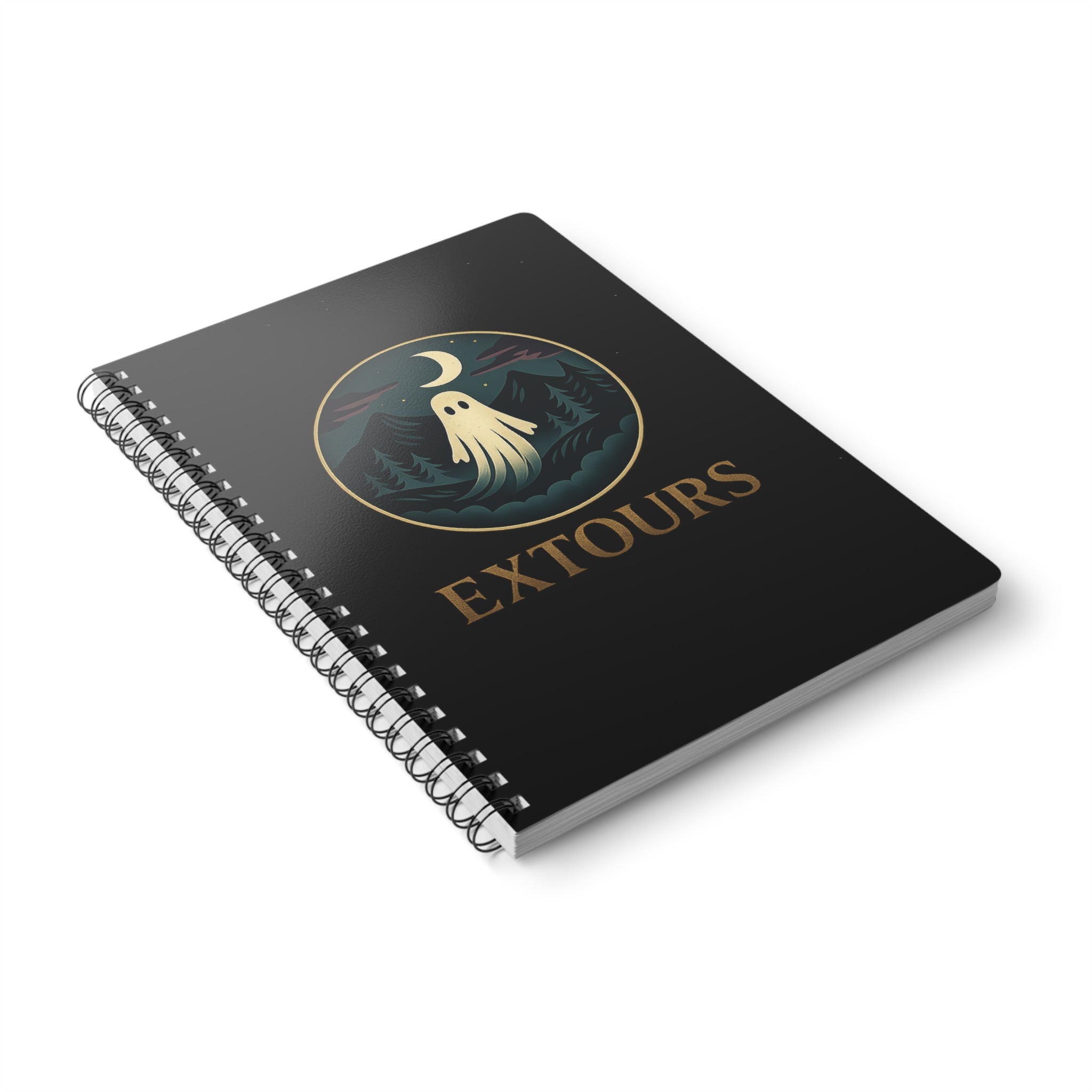 Extours Ghost Logo A5 Spiral Notebook — Lined Journal for Night Hike & Travel Notes