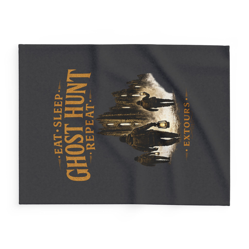 Ghost Hunt Fleece Blanket — "Eat Sleep Ghost Hunt Repeat" Paranormal Keepsake Blanket