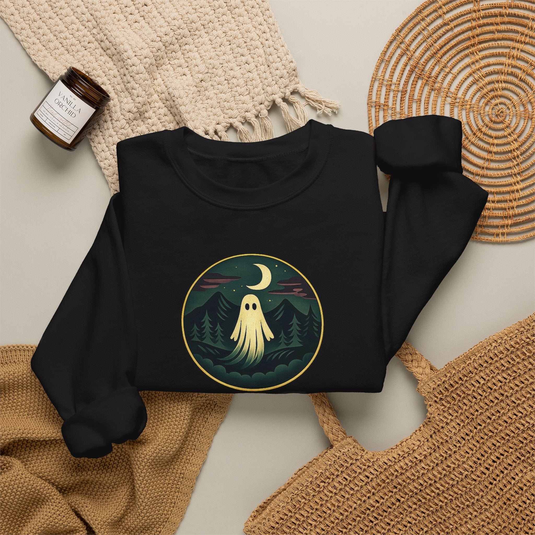 Crewneck Sweatshirt — 'Extours' Ghost Nightscape Graphic