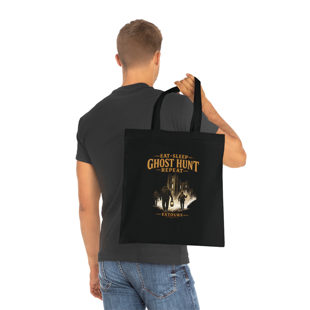 Eat Sleep Ghost Hunt Repeat Tote Bag — Paranormal Investigation Cotton Tote for Ghost Hunters