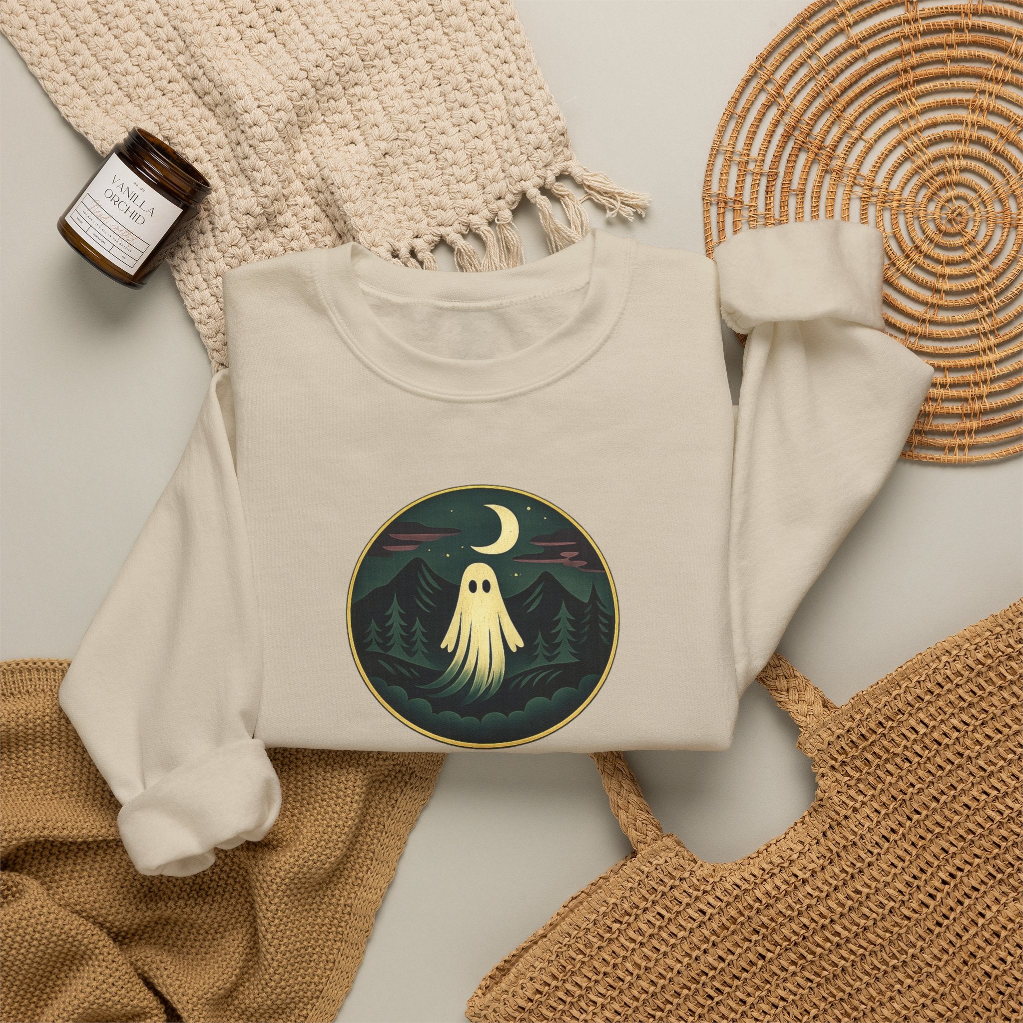 Crewneck Sweatshirt — 'Extours' Ghost Nightscape Graphic
