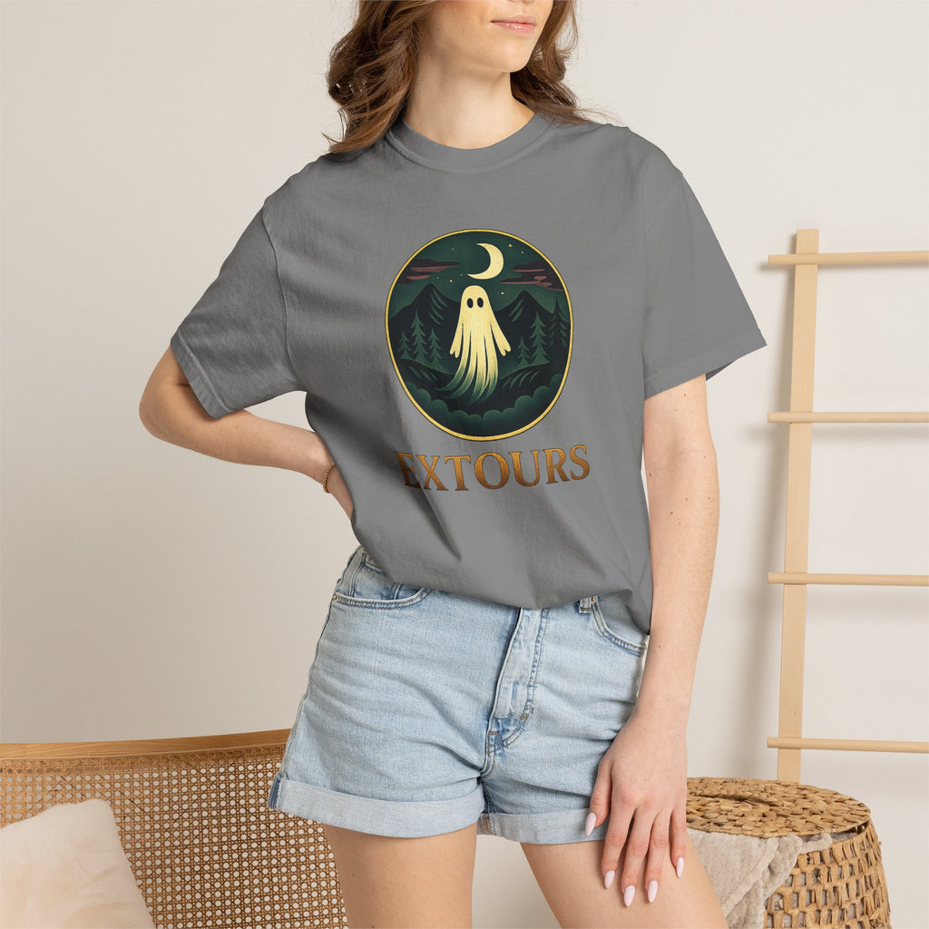 Ghost Camp Tee – Retro Night Forest Graphic T-Shirt (EXTOURS)