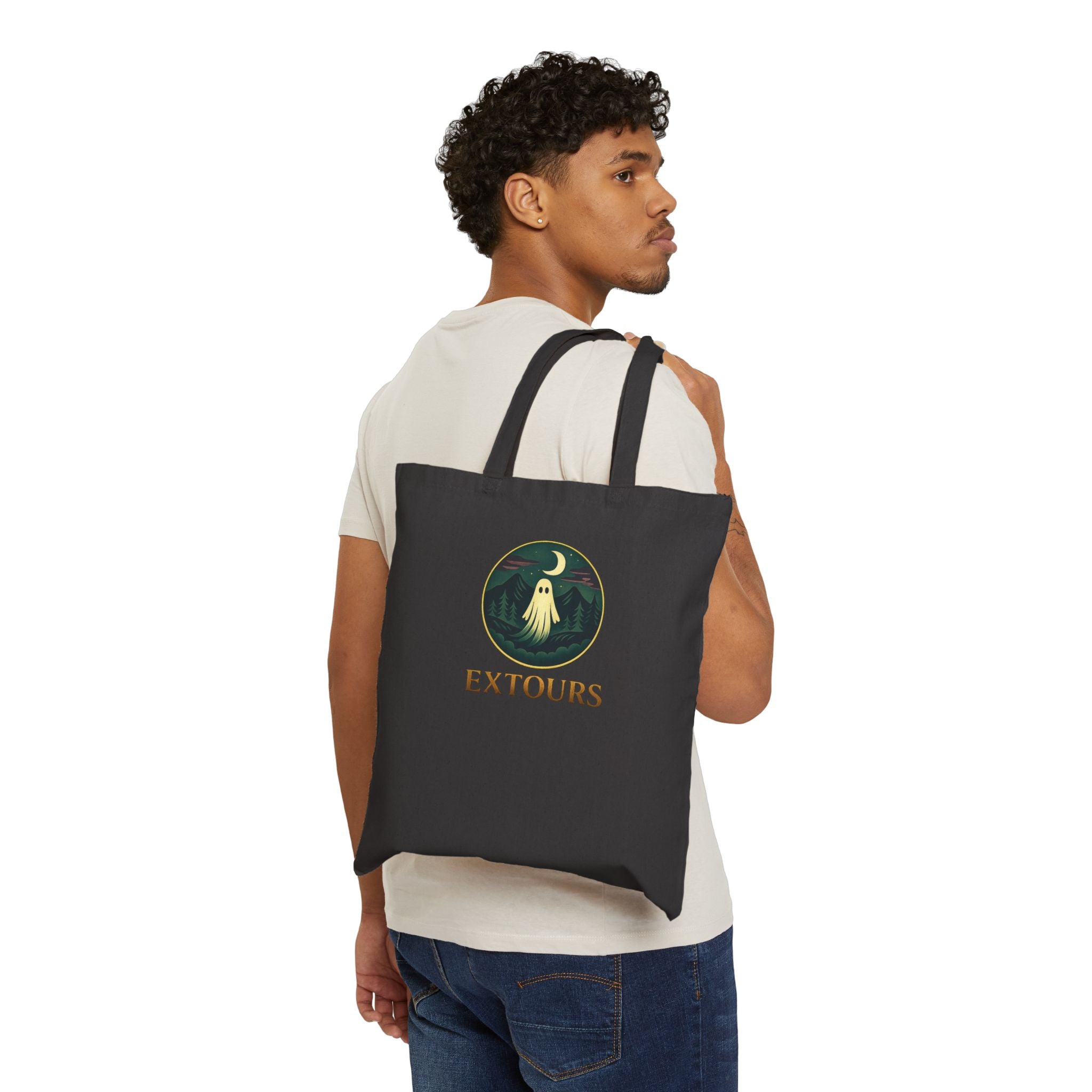 Extours Ghost Moon Canvas Tote Bag — Travel & Adventure Eco Shopping Tote