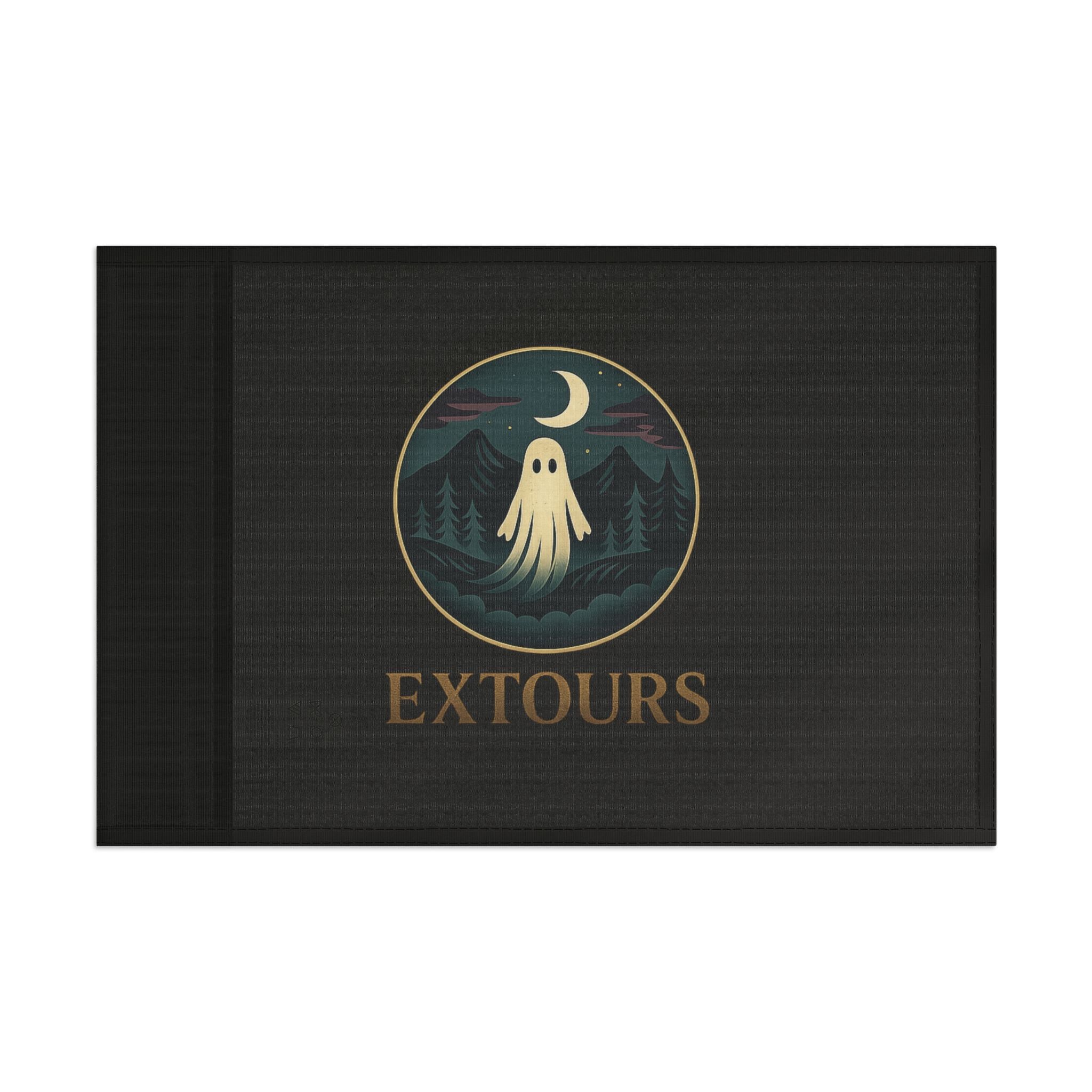 Ghost Night Camping Flag — 'EXTOURS' Outdoor Adventure Banner