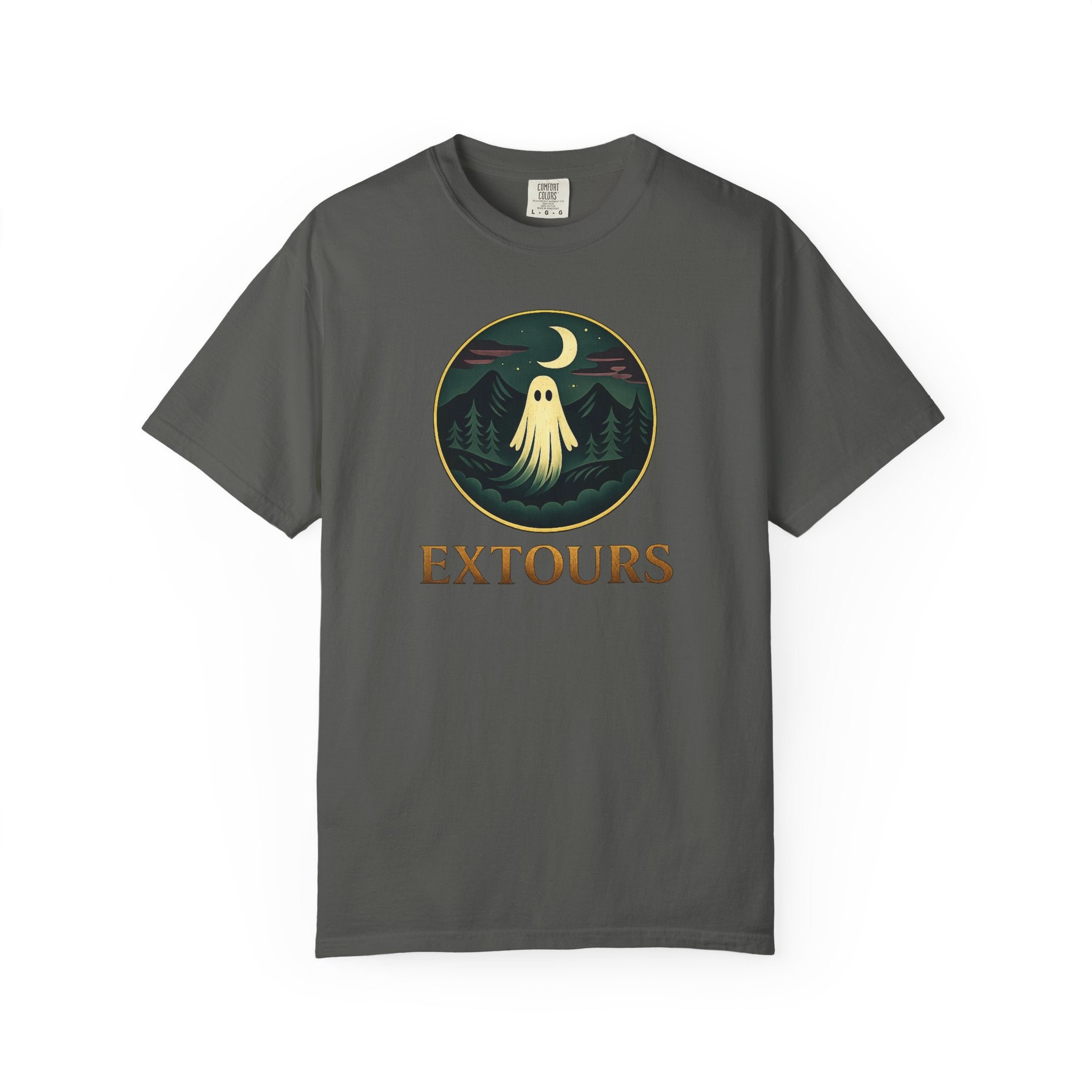 Ghost Camp Tee – Retro Night Forest Graphic T-Shirt (EXTOURS)