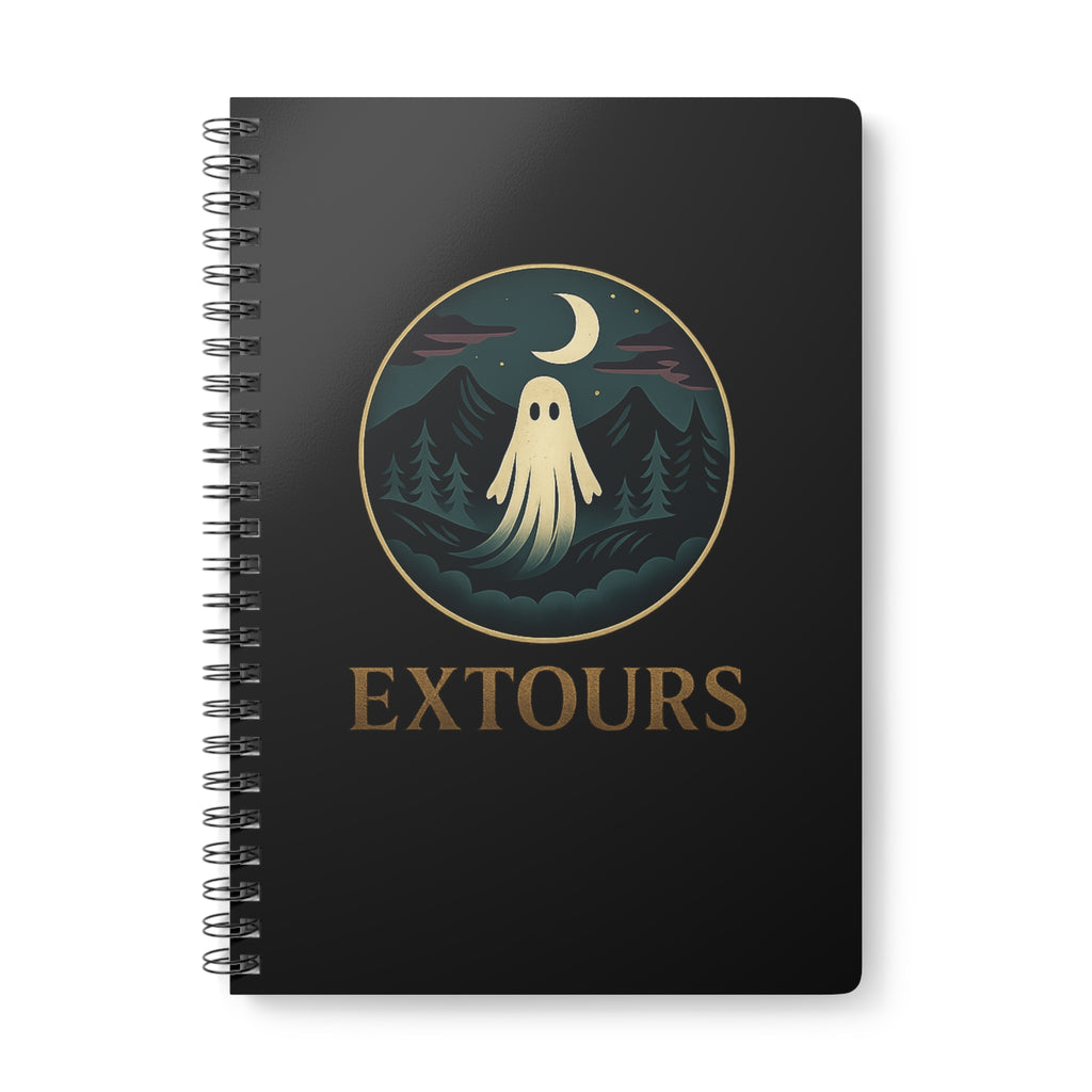 Extours Ghost Logo A5 Spiral Notebook — Lined Journal for Night Hike & Travel Notes