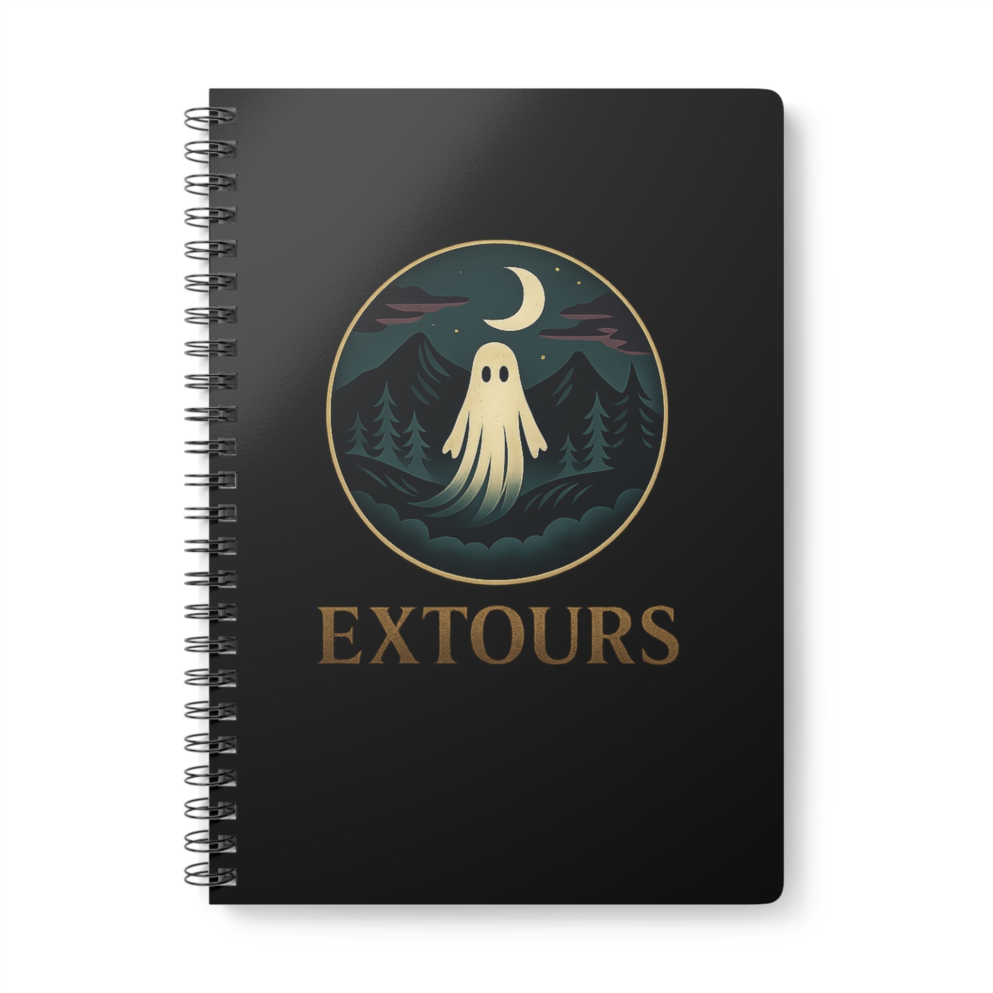 Extours Ghost Logo A5 Spiral Notebook — Lined Journal for Night Hike & Travel Notes