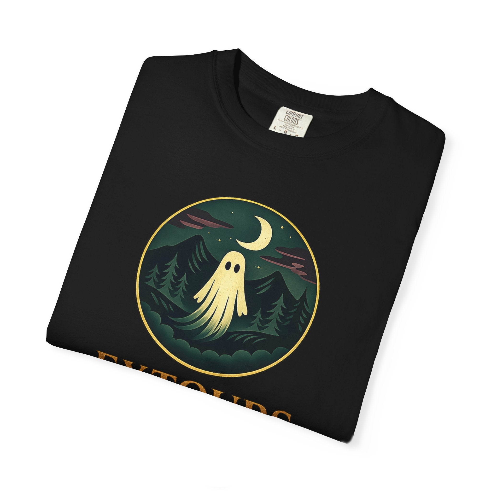 Ghost Camp Tee – Retro Night Forest Graphic T-Shirt (EXTOURS)