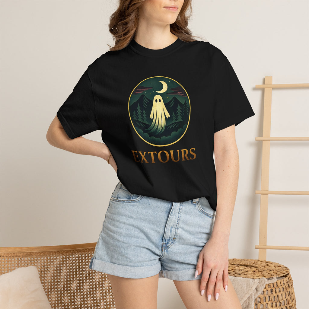 Ghost Camp Tee – Retro Night Forest Graphic T-Shirt (EXTOURS)