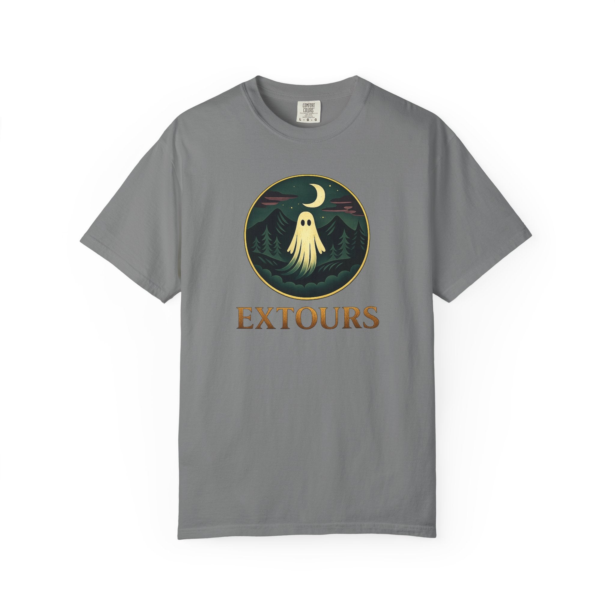 Ghost Camp Tee – Retro Night Forest Graphic T-Shirt (EXTOURS)