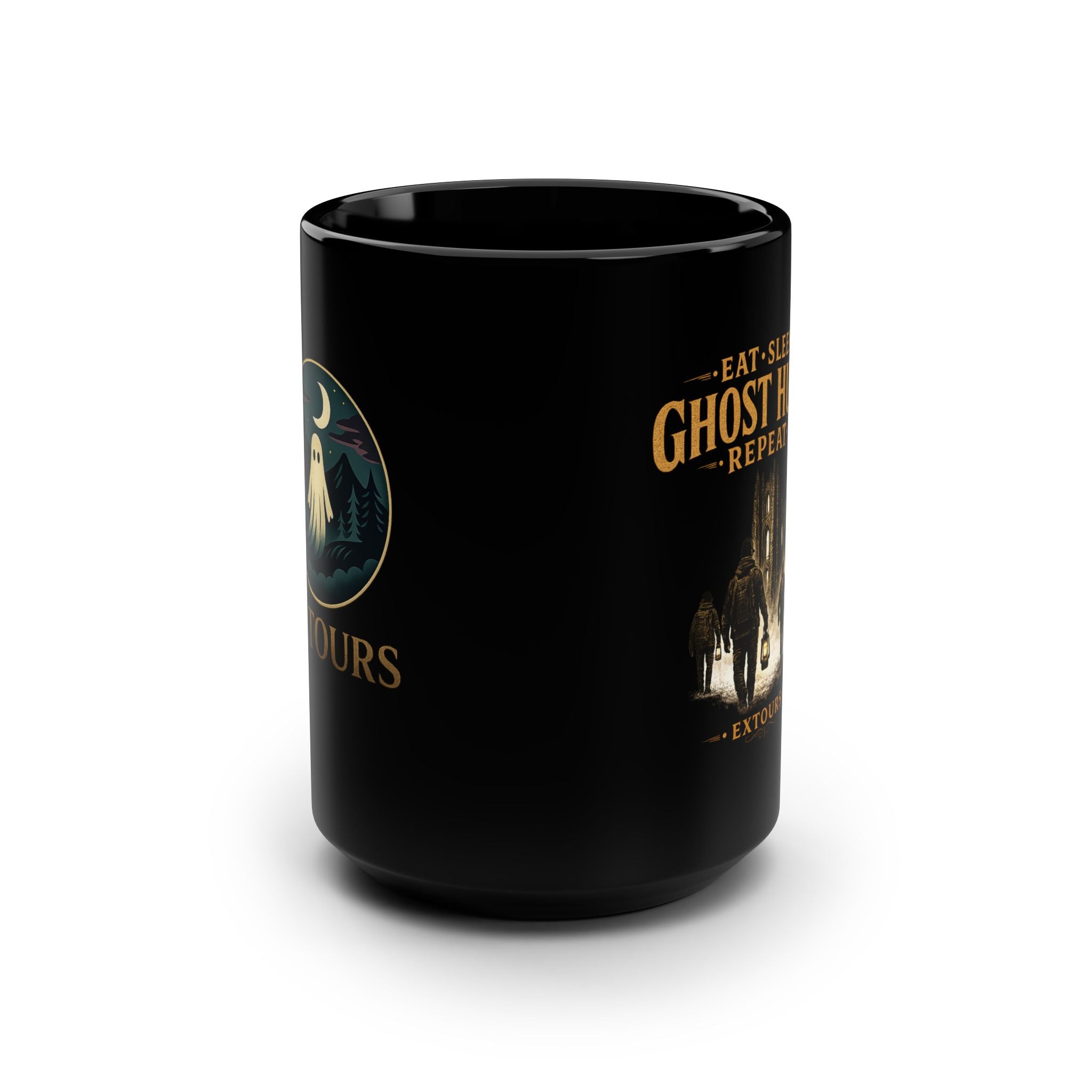 Ghost Hunting Mug – "Eat Sleep Ghost Hunt Repeat" 15oz Black Coffee Cup