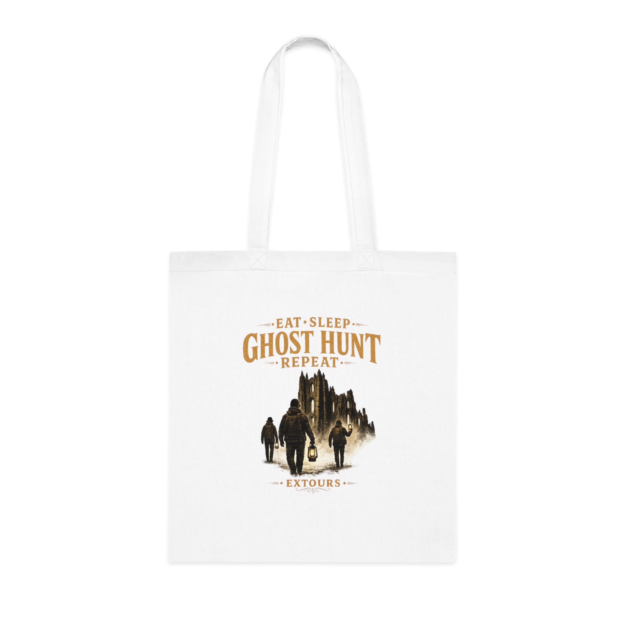 Eat Sleep Ghost Hunt Repeat Tote Bag — Paranormal Investigation Cotton Tote for Ghost Hunters