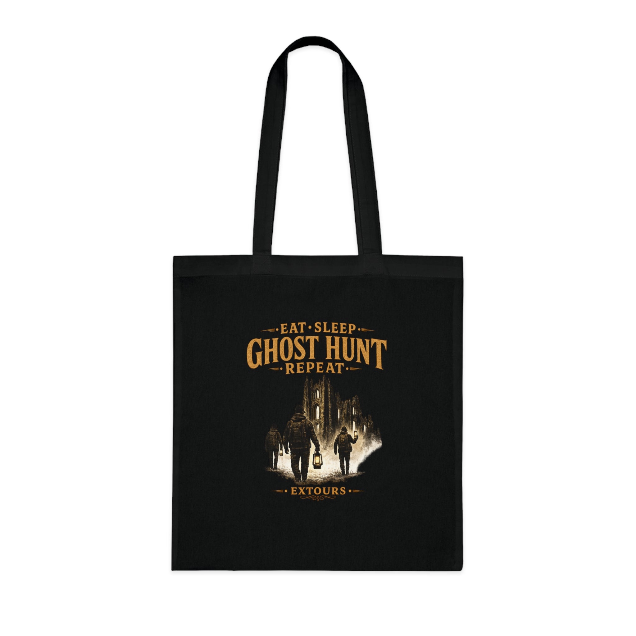 Eat Sleep Ghost Hunt Repeat Tote Bag — Paranormal Investigation Cotton Tote for Ghost Hunters