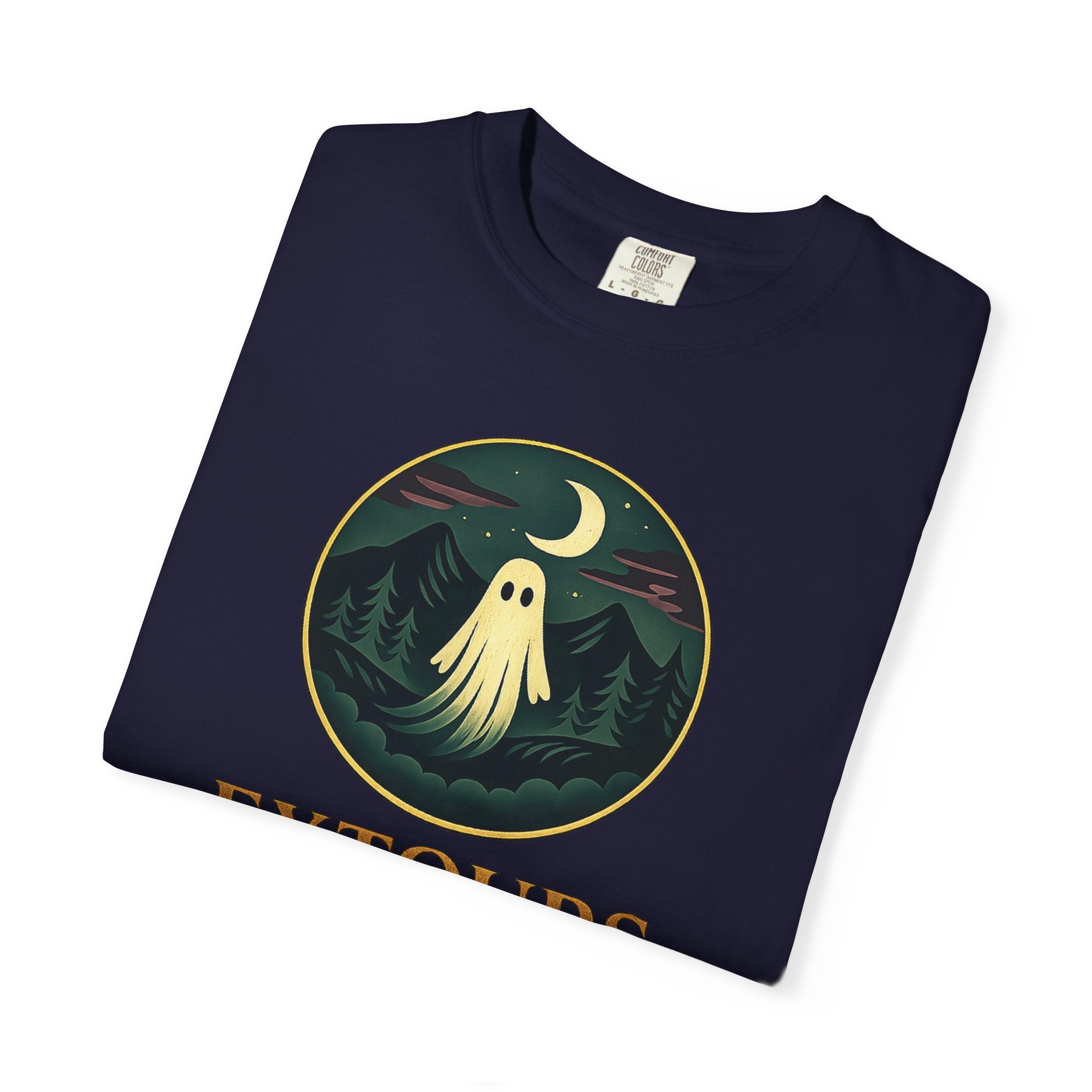 Ghost Camp Tee – Retro Night Forest Graphic T-Shirt (EXTOURS)
