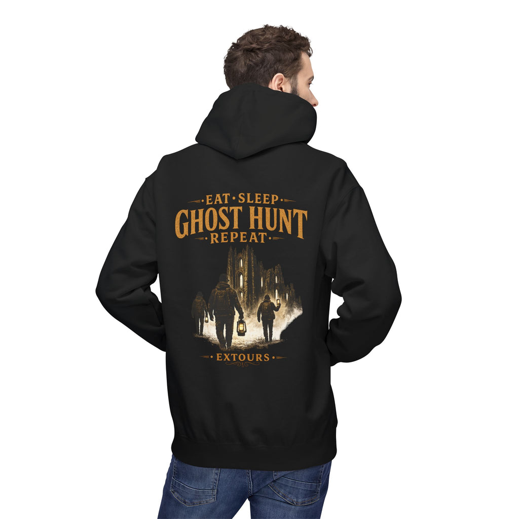 Ghost Hunter Hoodie – "Eat Sleep Ghost Hunt Repeat" Paranormal Adventure Pullover