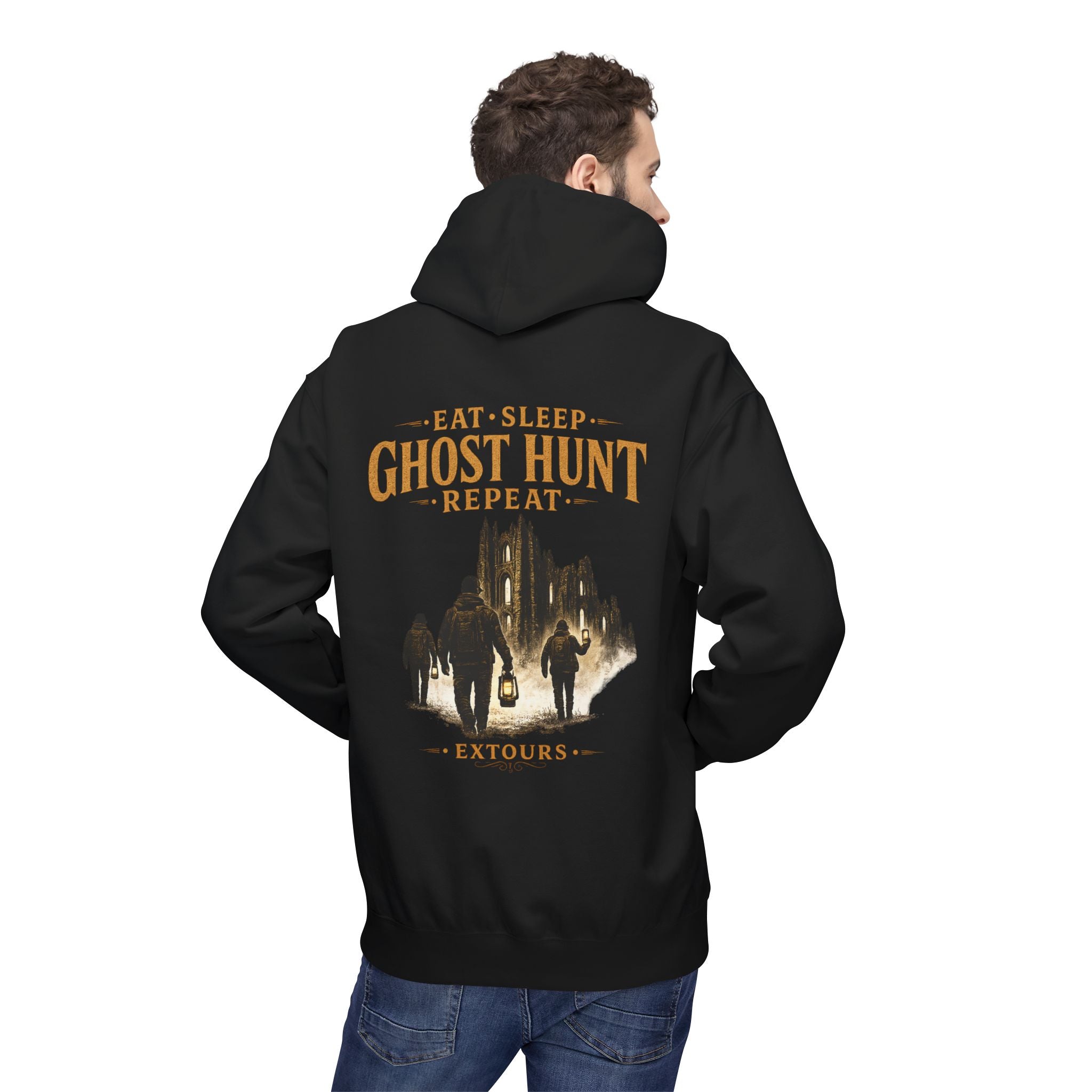 Ghost Hunter Hoodie – "Eat Sleep Ghost Hunt Repeat" Paranormal Adventure Pullover