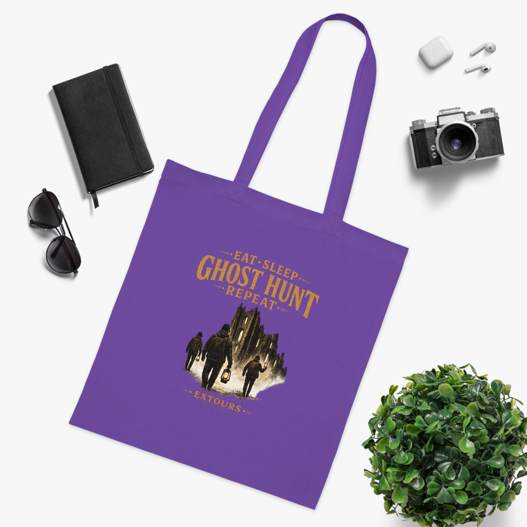 Eat Sleep Ghost Hunt Repeat Tote Bag — Paranormal Investigation Cotton Tote for Ghost Hunters