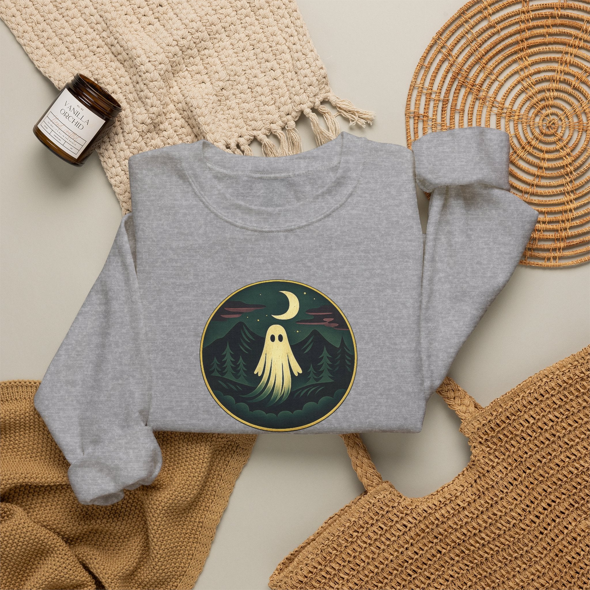 Crewneck Sweatshirt — 'Extours' Ghost Nightscape Graphic