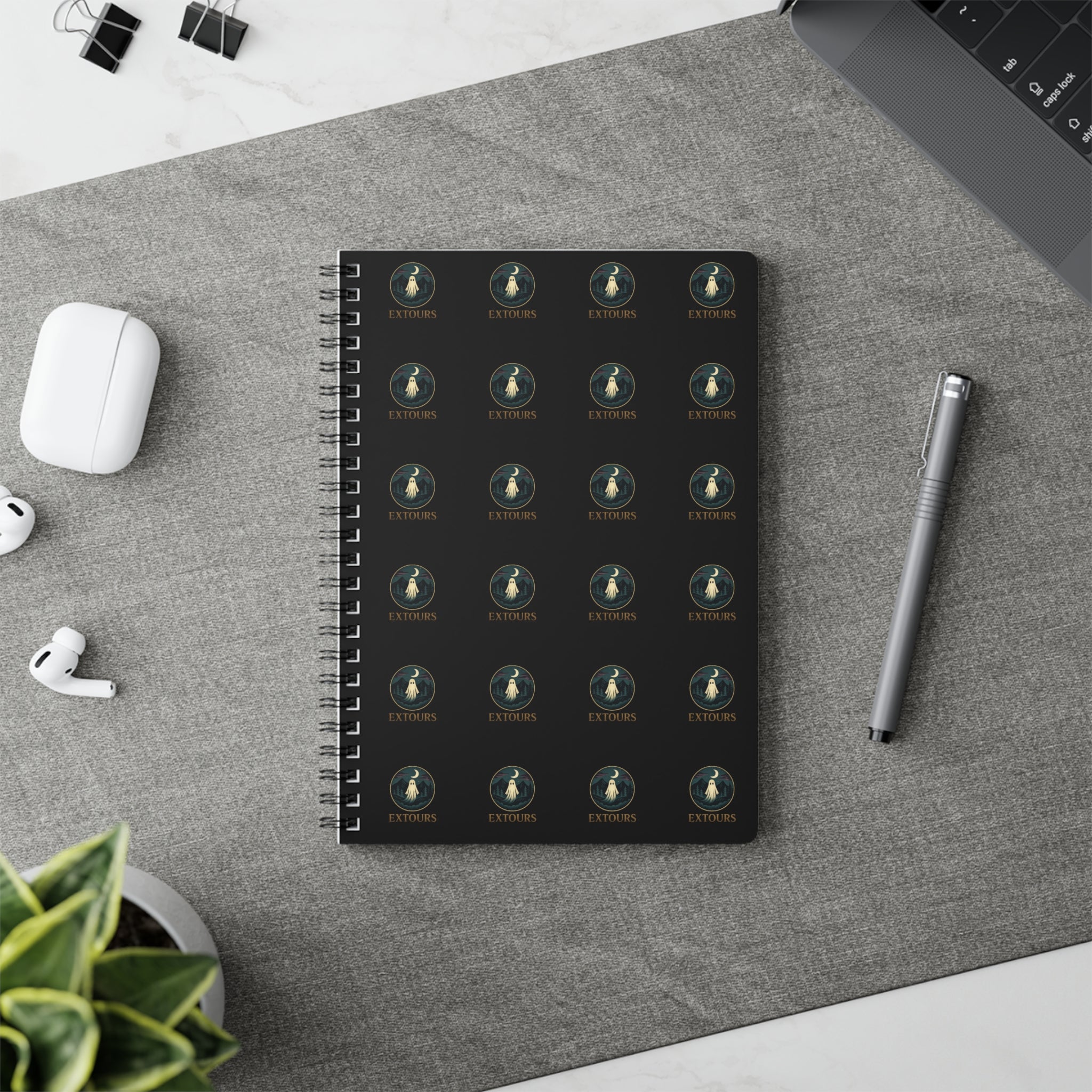 A5 Wirobound Notebook — Vintage Globe Pattern Lined Journal