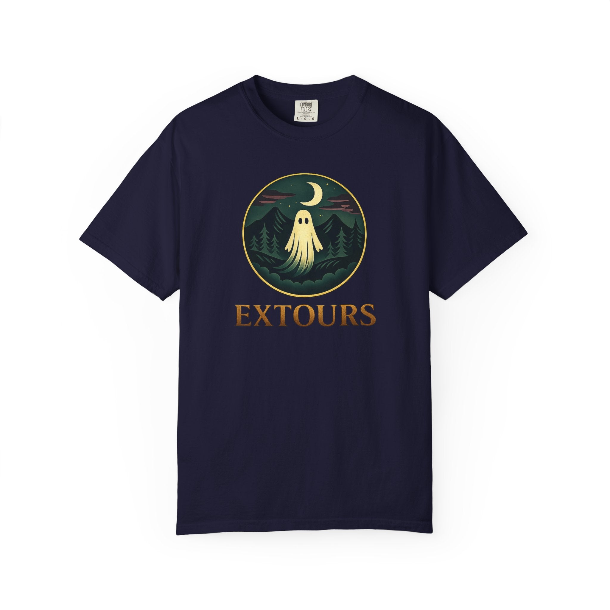 Ghost Camp Tee – Retro Night Forest Graphic T-Shirt (EXTOURS)