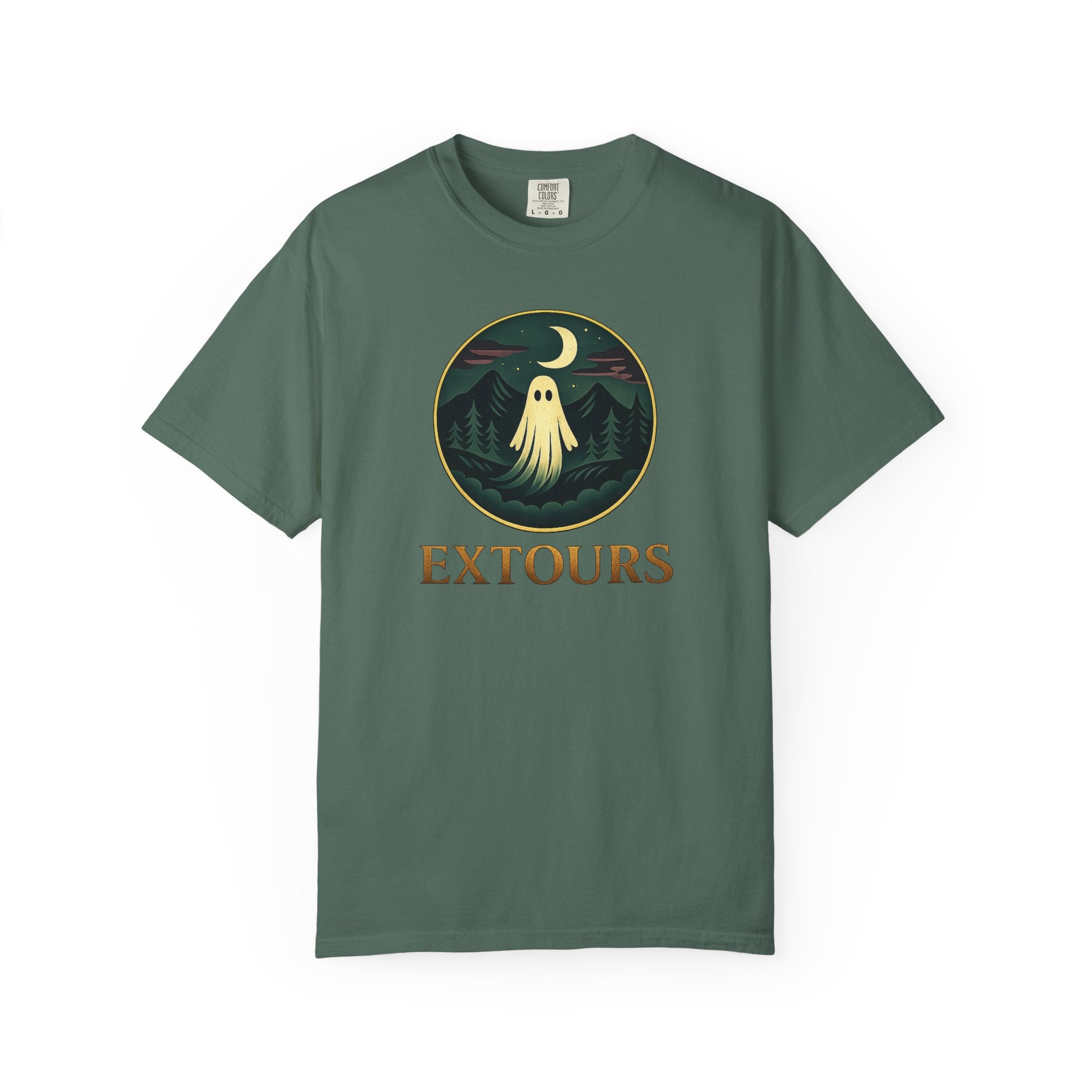 Ghost Camp Tee – Retro Night Forest Graphic T-Shirt (EXTOURS)