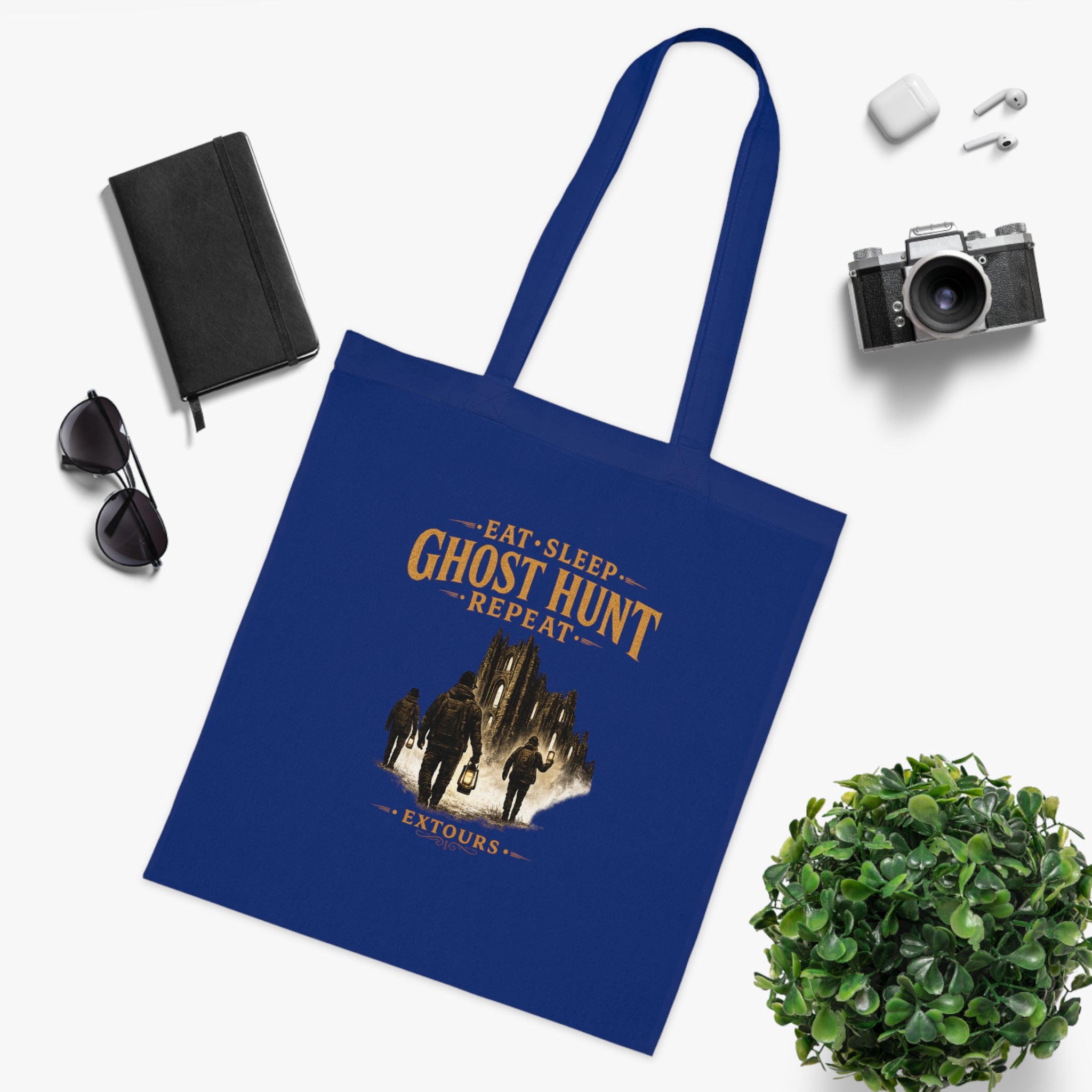 Eat Sleep Ghost Hunt Repeat Tote Bag — Paranormal Investigation Cotton Tote for Ghost Hunters