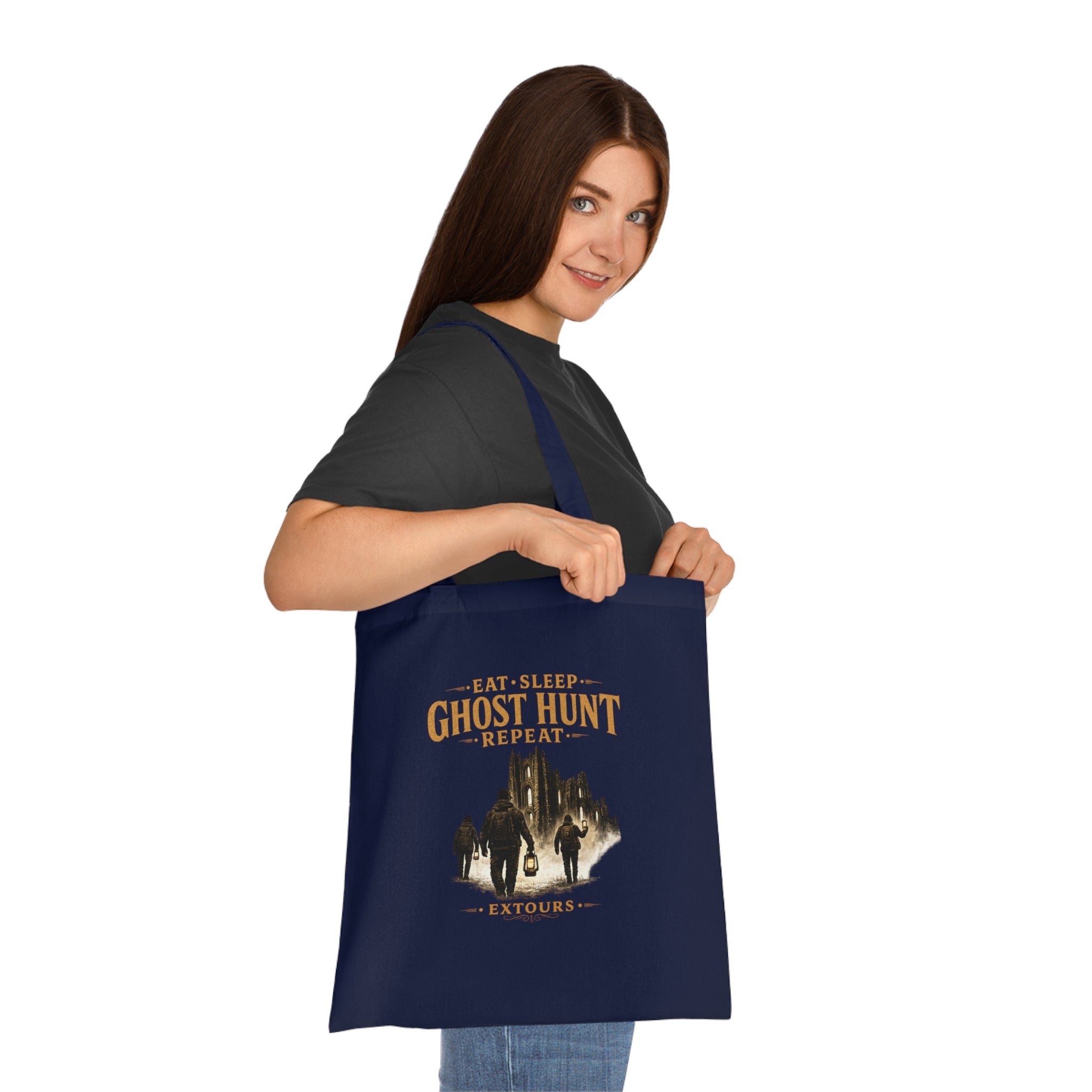 Eat Sleep Ghost Hunt Repeat Tote Bag — Paranormal Investigation Cotton Tote for Ghost Hunters